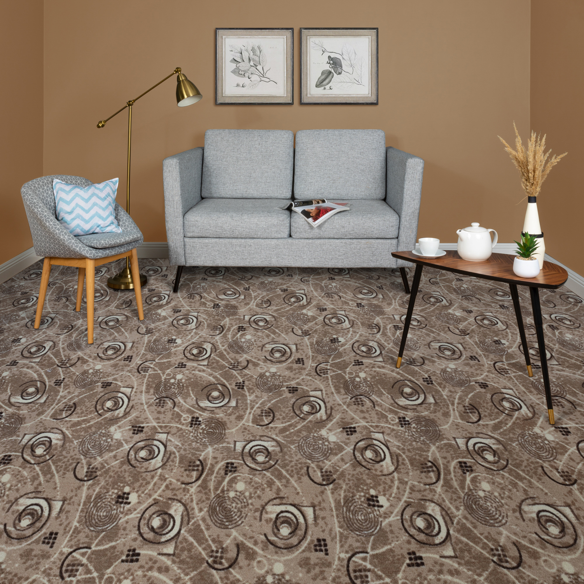 Изображение товара Ковровое покрытие тафтинговое Сена 18 4 м разноцветное для гостиной