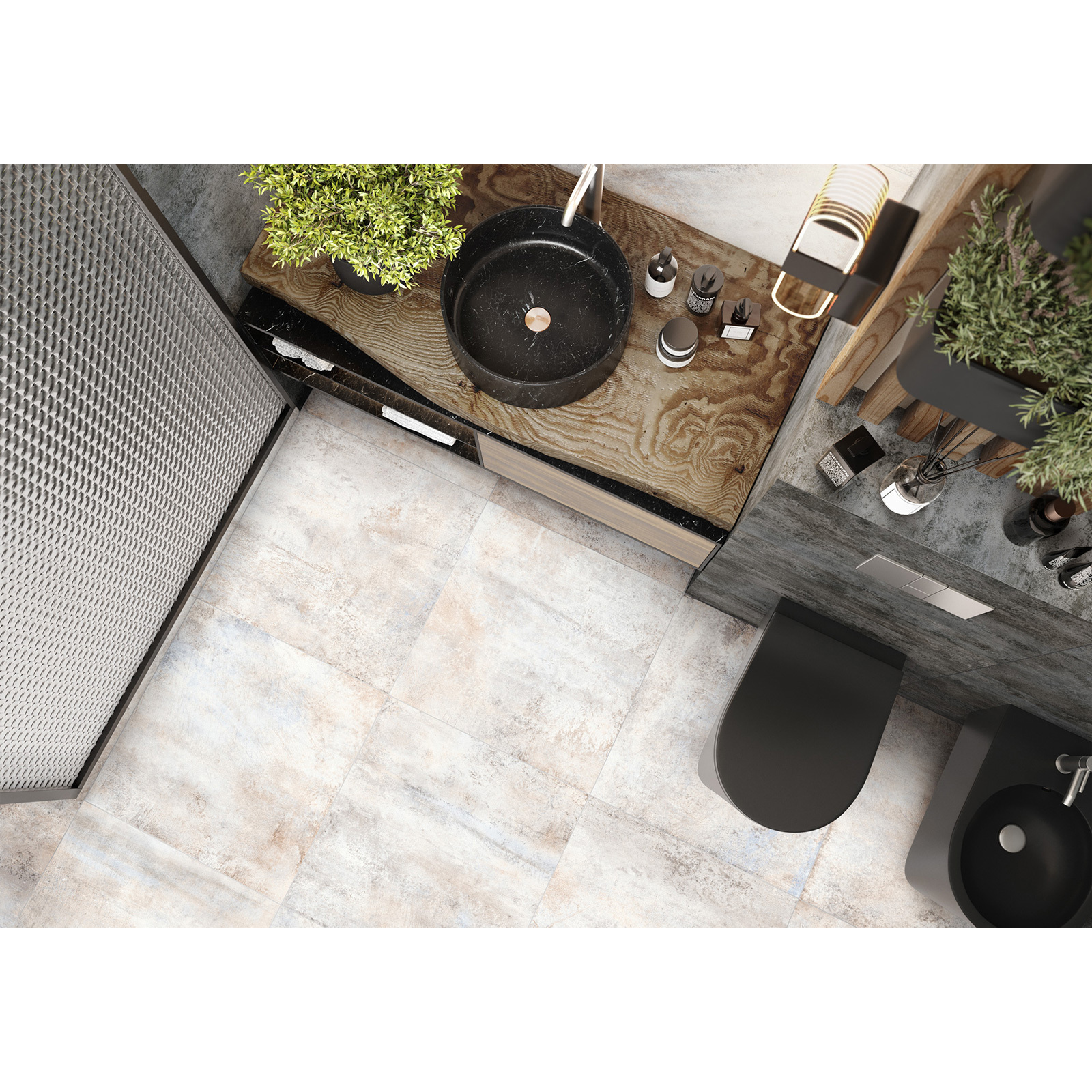 Изображение товара Керамогранит Alma Ceramica Oxide 60x60 см 1.8 м² матовый цвет бежево-голубой