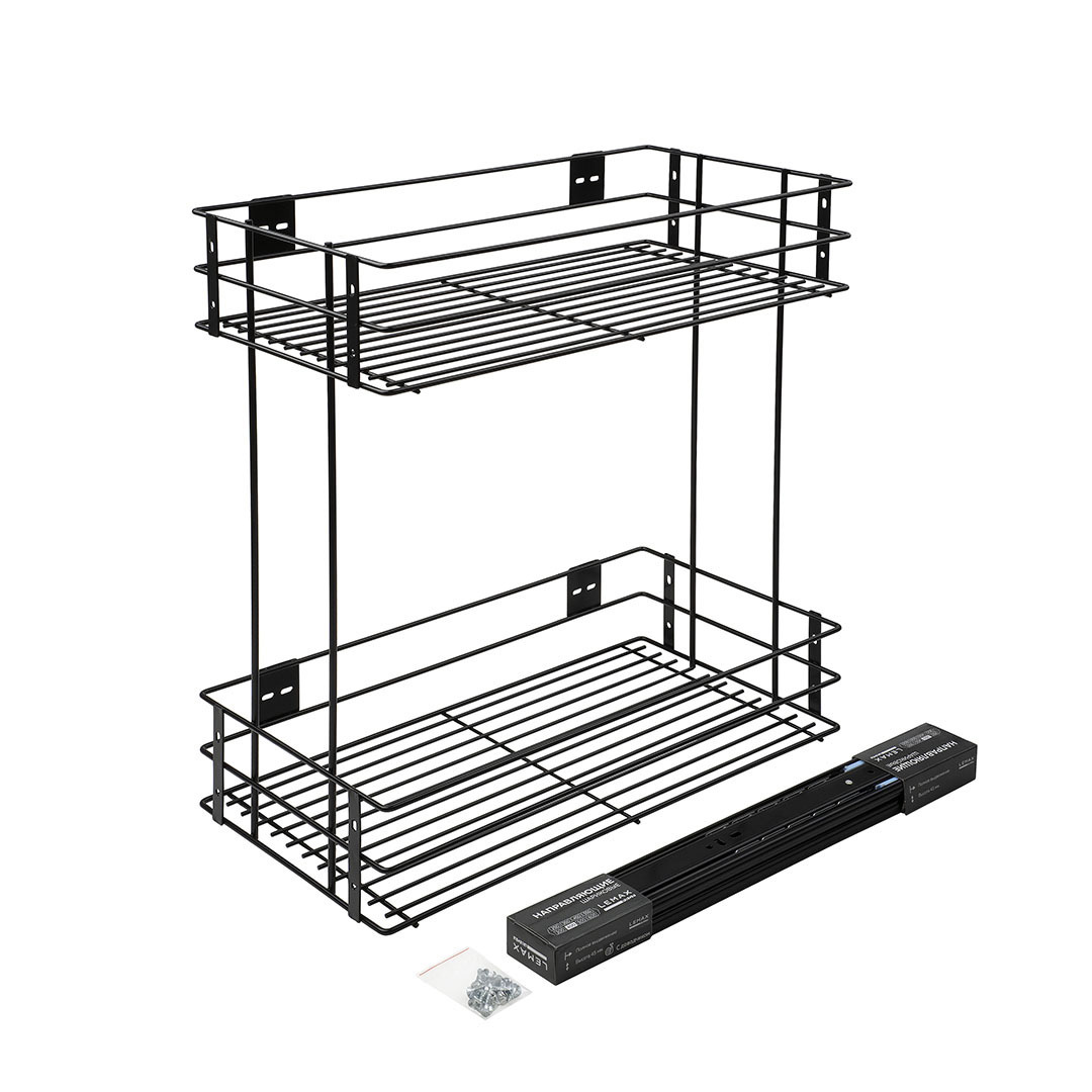 Изображение товара Бутылочница 300 мм с боковым креплением и доводчиком черный ЛЕМАКС ПРОФ VK-02-300BL