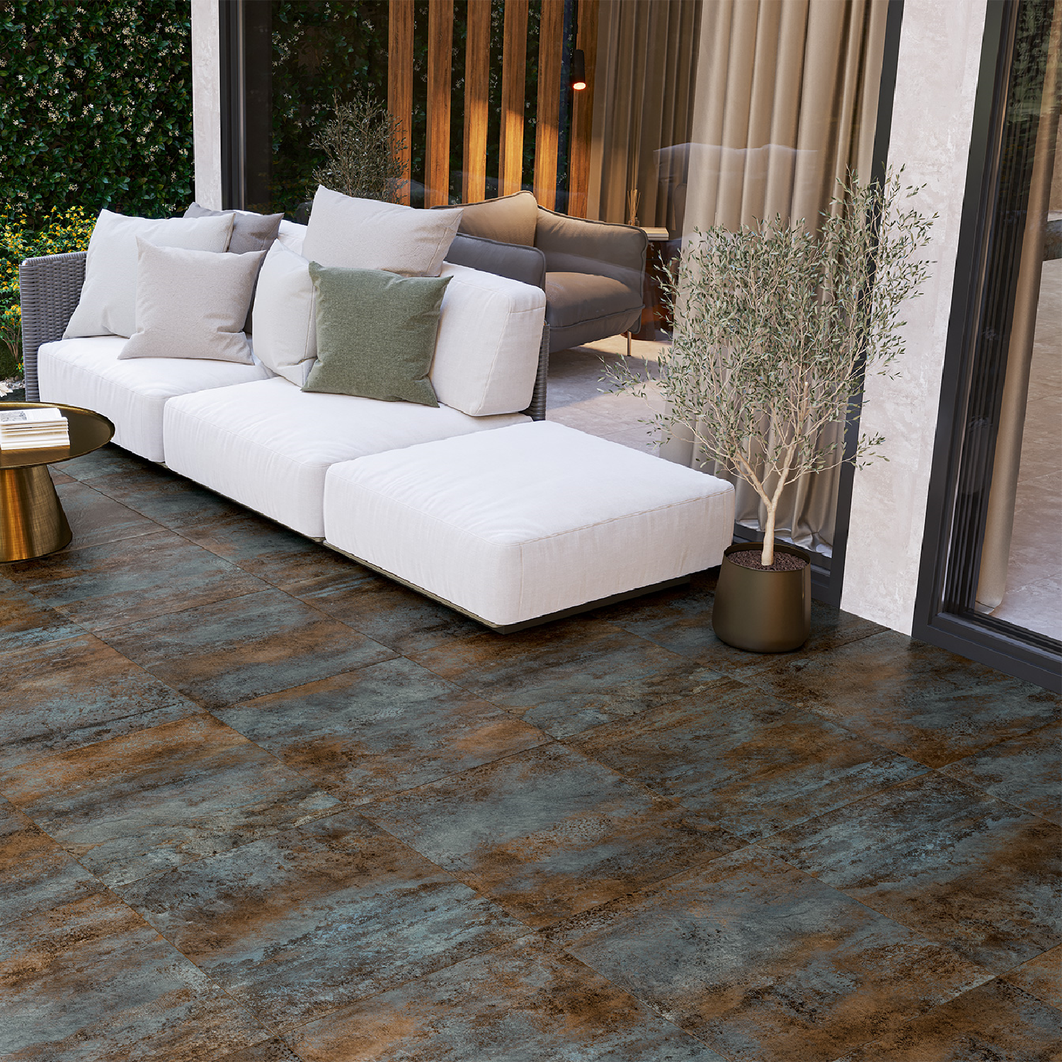 Изображение товара Керамогранит Alma Ceramica Oxide 60x60 см матовый бирюзово-коричневый