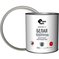Изображение товара Эмаль Простокраска ПФ-115 полуматовая цвет белый 2.5 кг