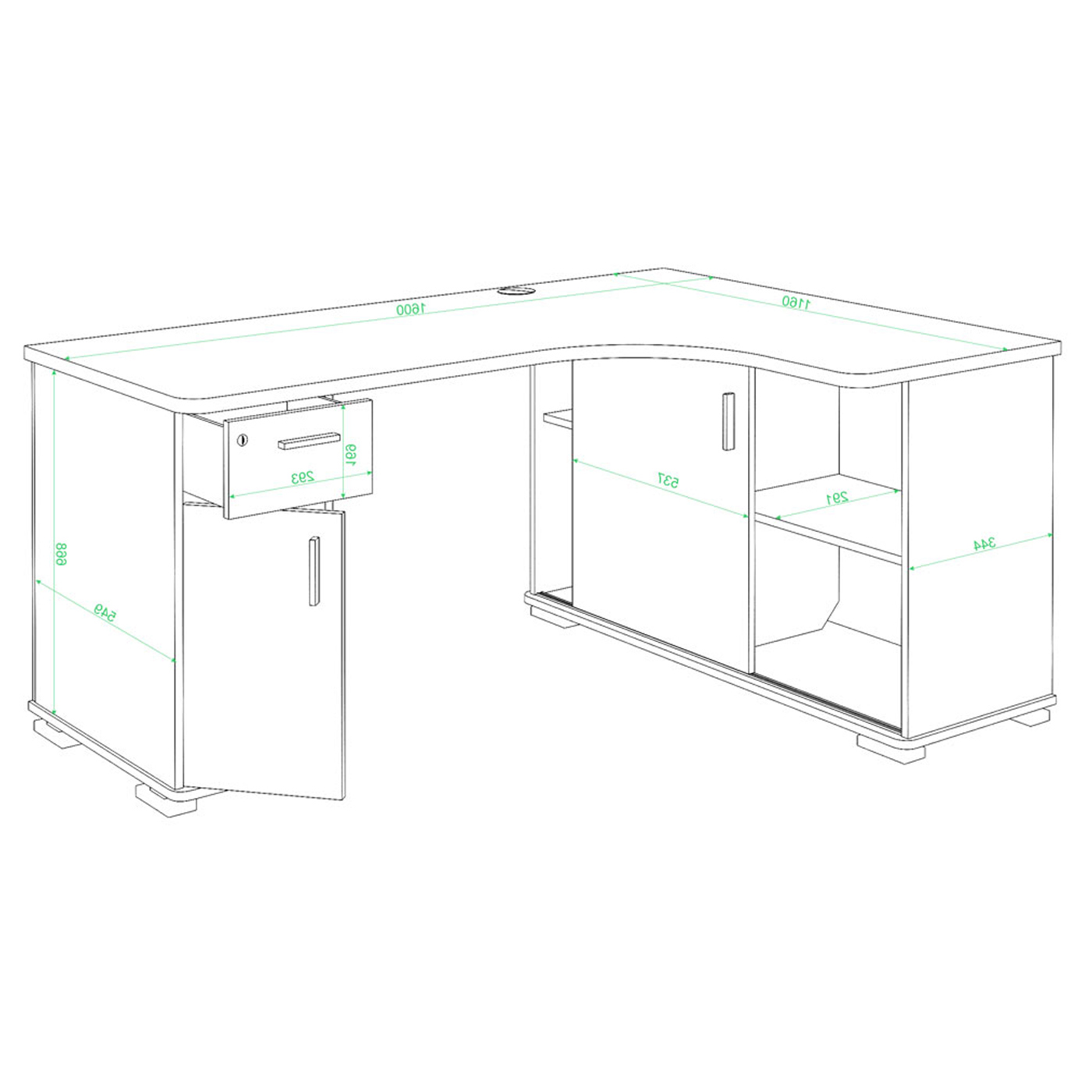 Изображение товара Стол Мэрдэс СР-160М В-ПРАВ 116x75x160 см Венге ЛДСП Россия