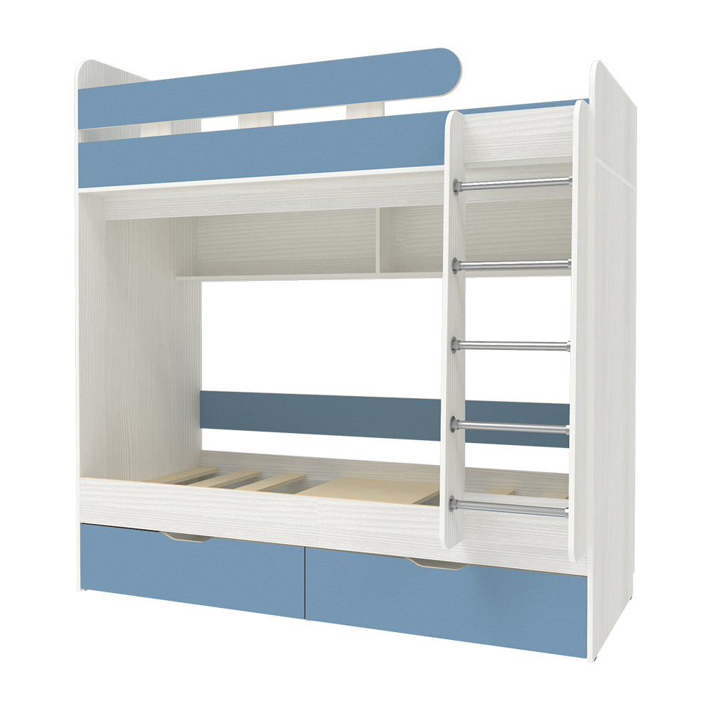 Изображение товара Детская двухъярусная кровать Кариви Юниор 5 светло-голубой белый Россия