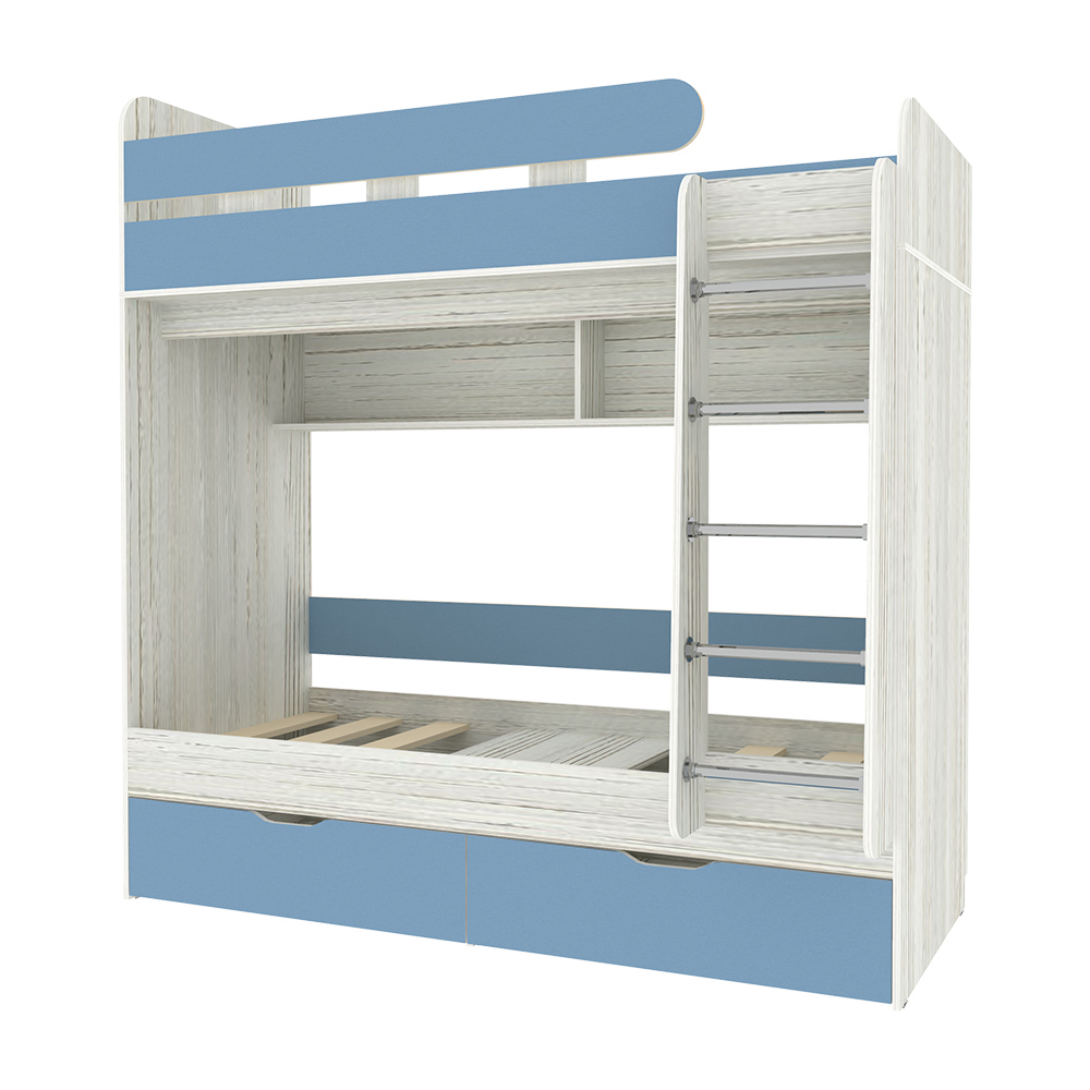 Изображение товара Детская двухъярусная кровать Кариви Юниор 5 с ящиками и навесной полкой