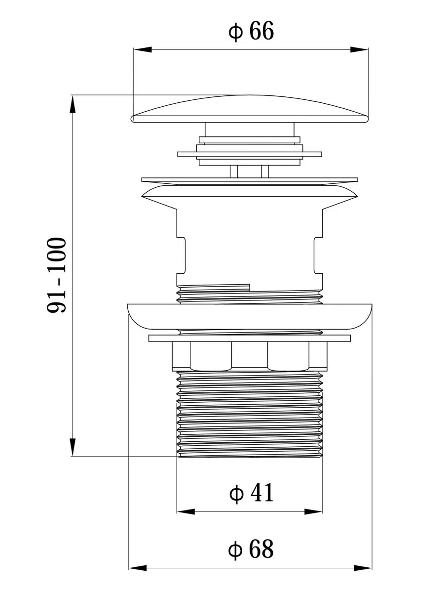 Изображение товара Донный клапан для раковины Esko PopupGold 10 см ø57 клик-клак цвет золото