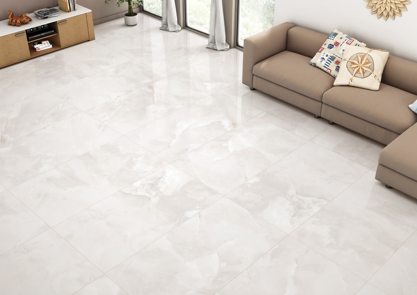 Изображение товара Керамогранит Kerald Jennifer White Lap Carving 60x120см цвет молочный