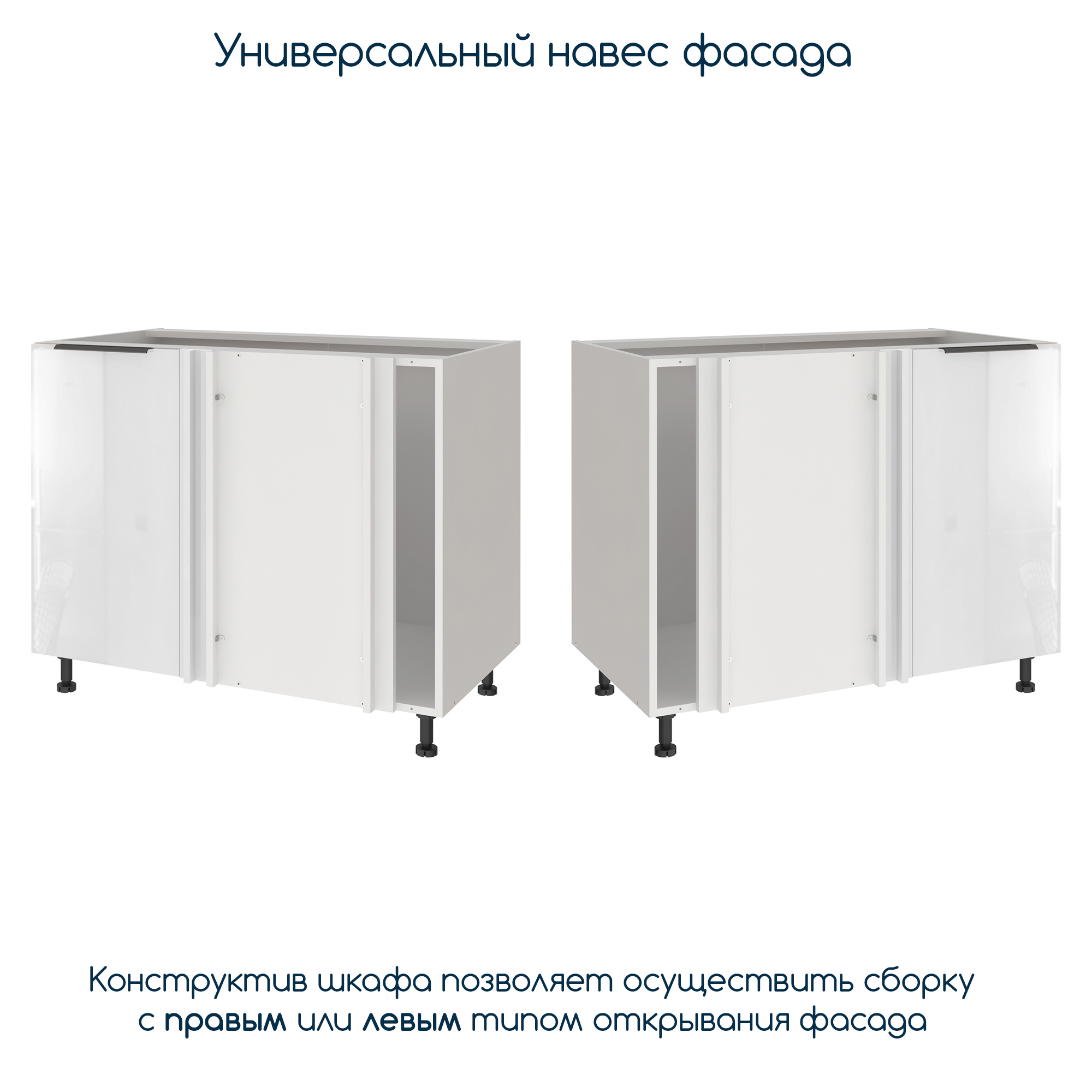 Изображение товара Кухонный модуль угловой напольный BENELI COLOR Белый глянец 110х57.6х82 см