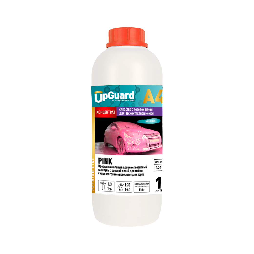 Изображение товара Автошампунь UpGuard A4 Pink 1 л концентрированное средство для бесконтактной мойки авто