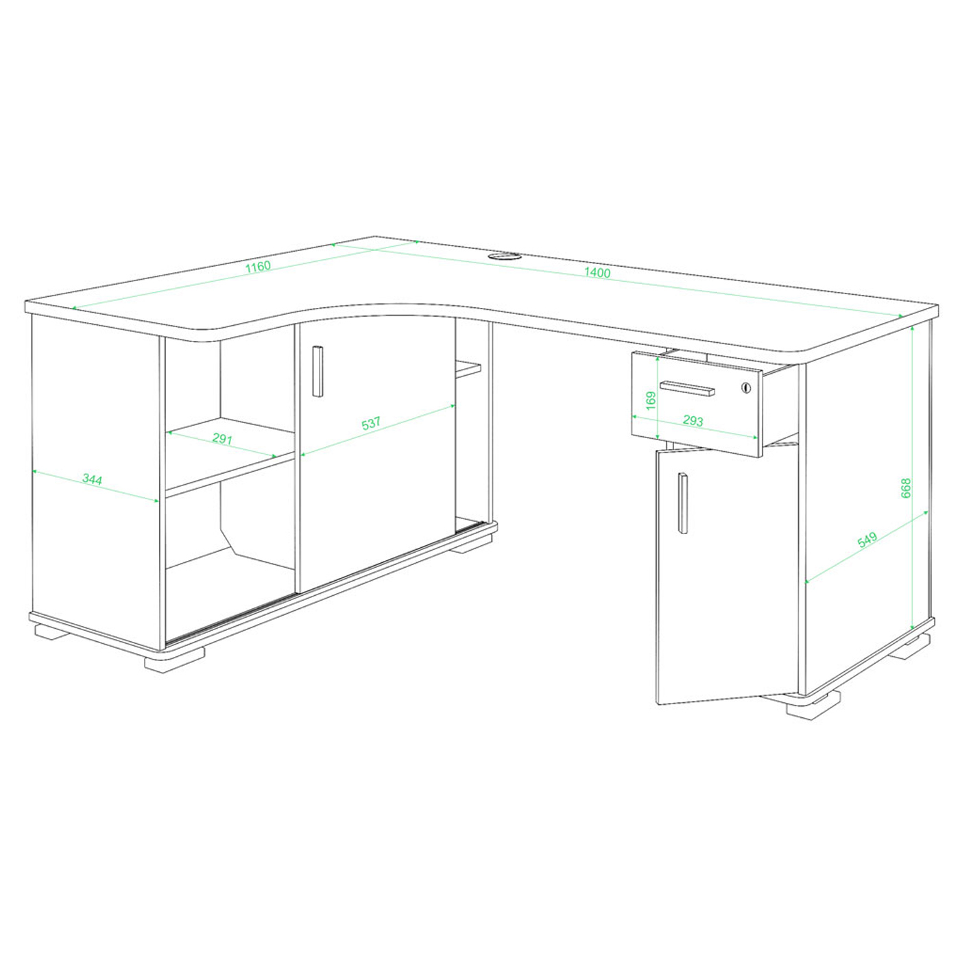 Изображение товара Стол Мэрдэс СР-140М ВКК-ЛЕВ угловой черный венге карамель
