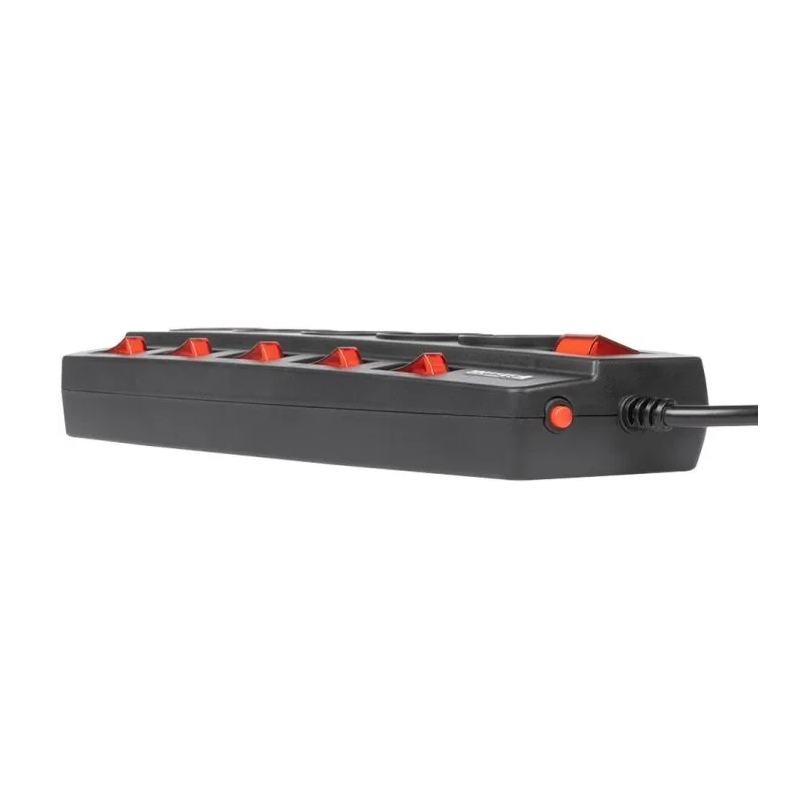 Изображение товара Сетевой фильтр Filum FL-SPL5-1.8M-BL 3x0.75 1.8 м 5 розеток с заземлением и шторкой 2500 Вт выключатель цвет черный