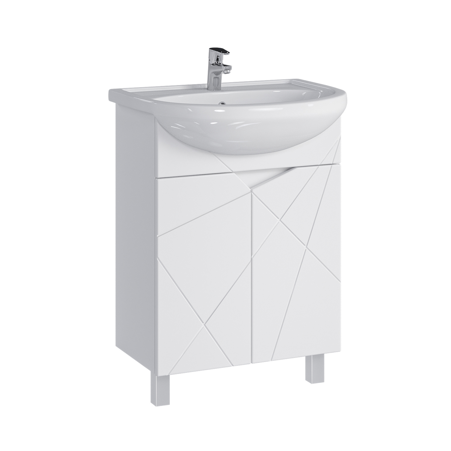 Изображение товара Современная белая напольная тумба SanStar Каскад 60 без раковины для ванной комнаты