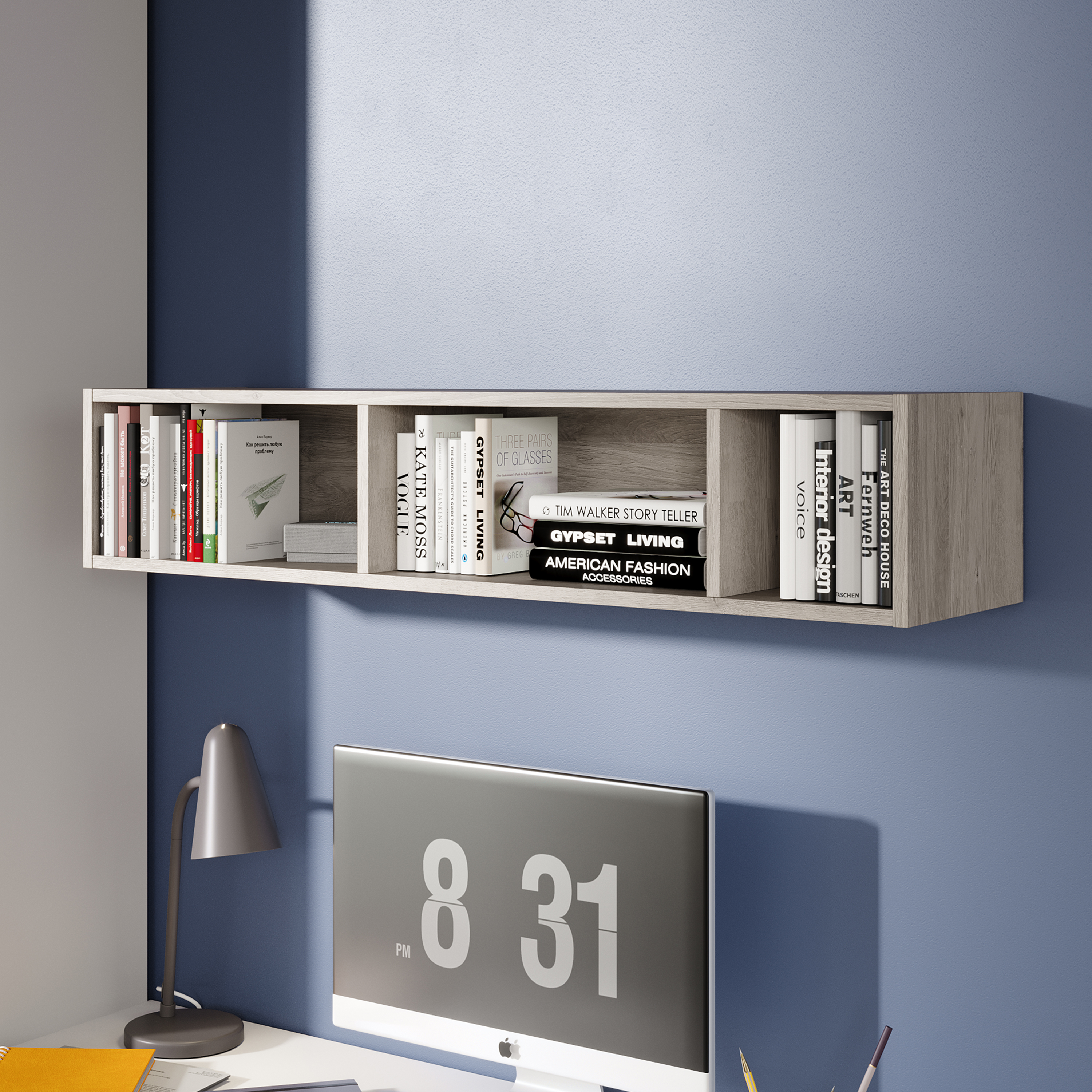 Изображение товара Настенная полка Трия 112x29 см ЛДСП цвет баттл рок