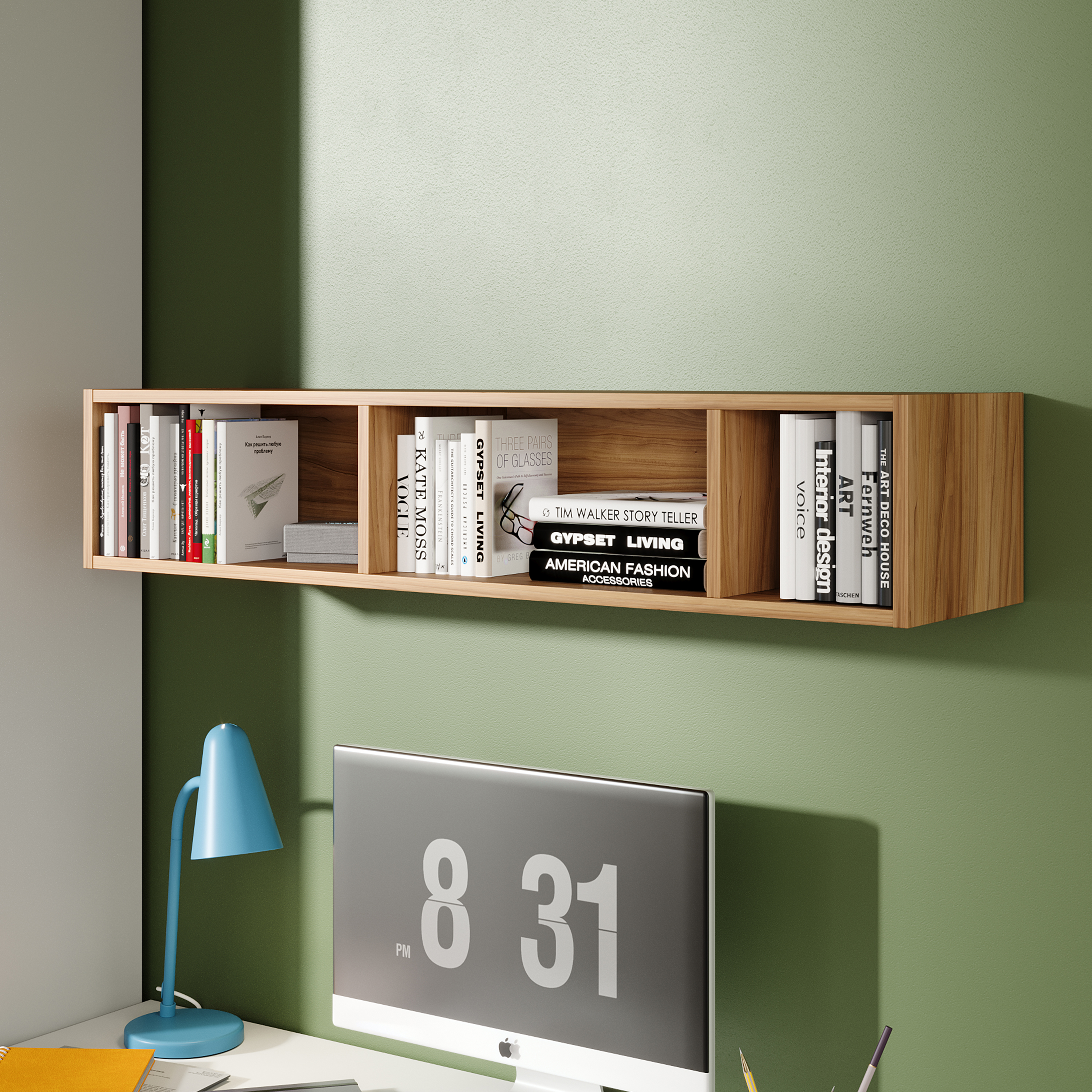 Изображение товара Настенная полка ТРИЯ 112x29 см ЛДСП яблоня беллуно