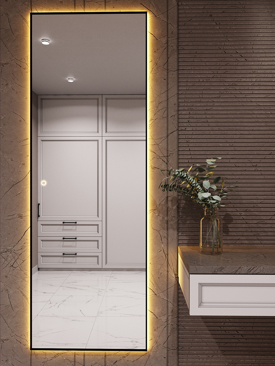 Изображение товара Зеркало с подсветкой в ванную Alumirror 180x60см сенсорное в алюминиевой раме цвет черное