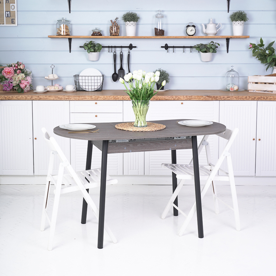 Изображение товара Кухонный овальный раздвижной стол Frenesie 94x94 см Ясень анкор темный