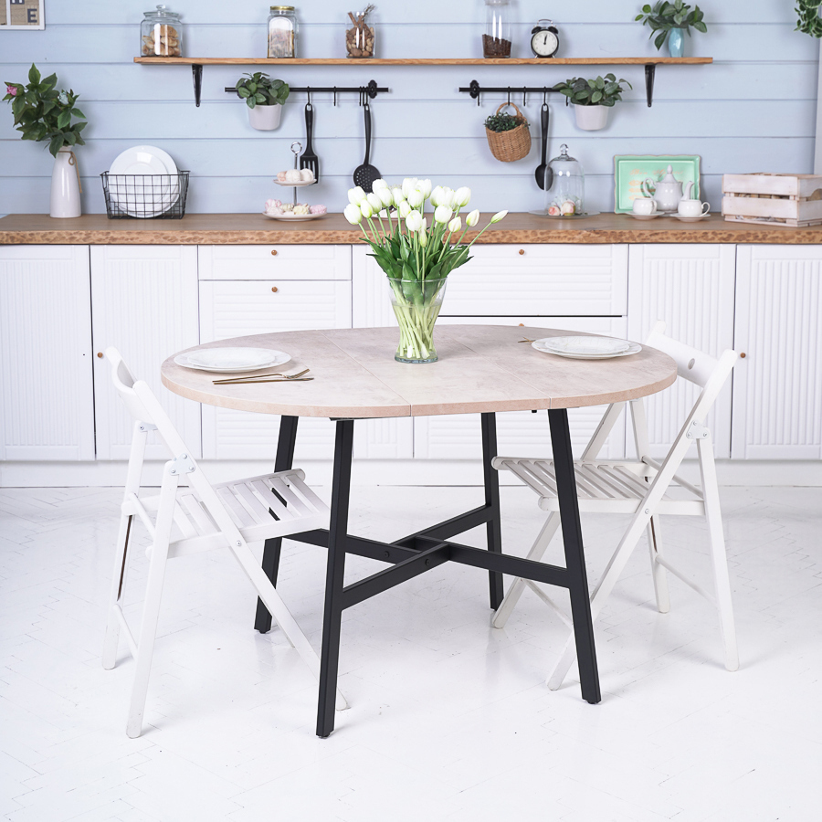 Изображение товара Кухонный круглый раздвижной стол Frenesie Leela 89х89 см светлый камень Россия