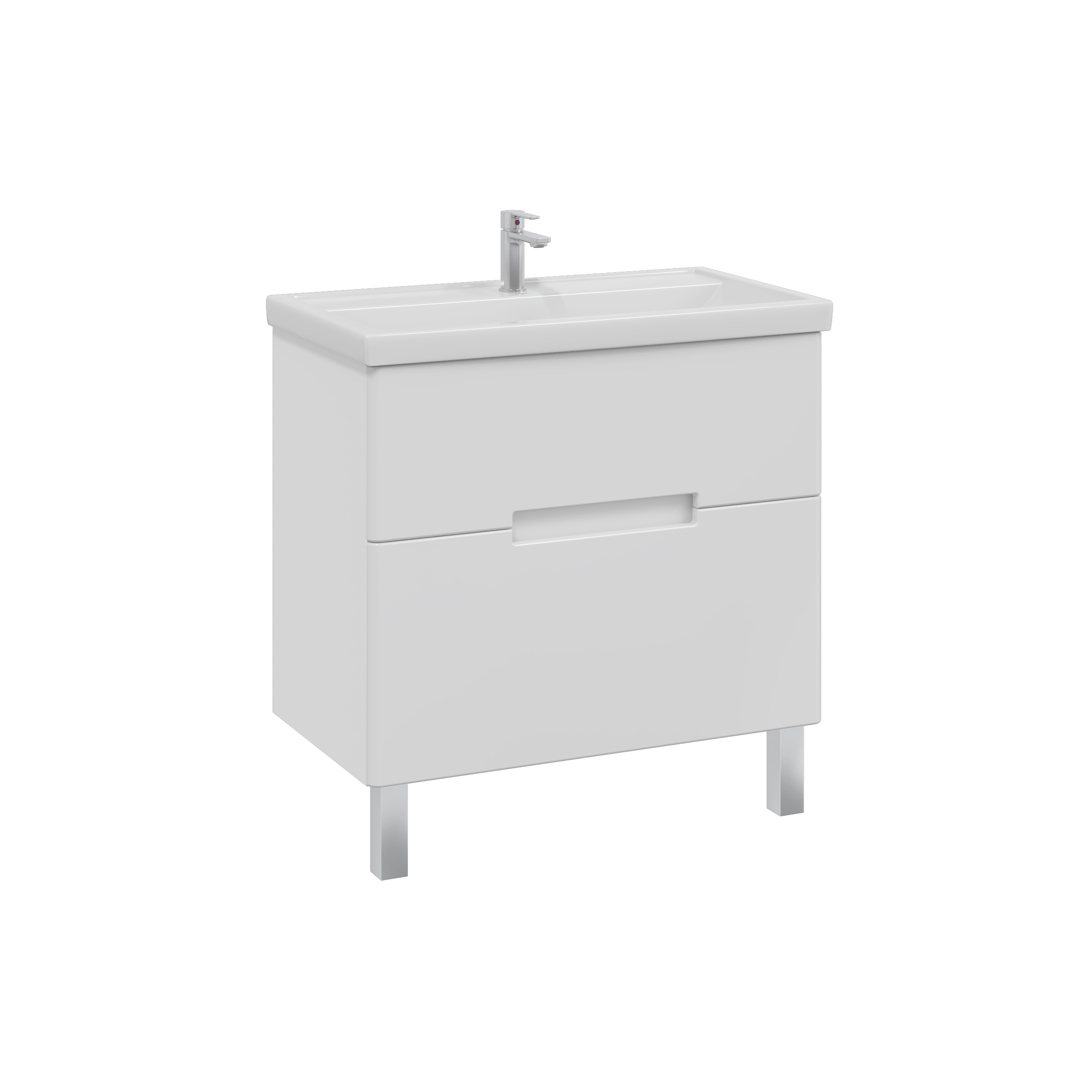 Изображение товара Тумба под раковину SANSTAR Ориана 80 см с раковиной из керамики, напольная белая