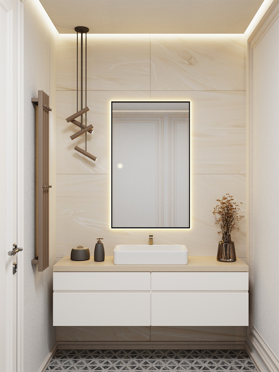 Изображение товара Зеркало в ванную с подсветкой ALUMIRROR 100x60 см сенсорное черное