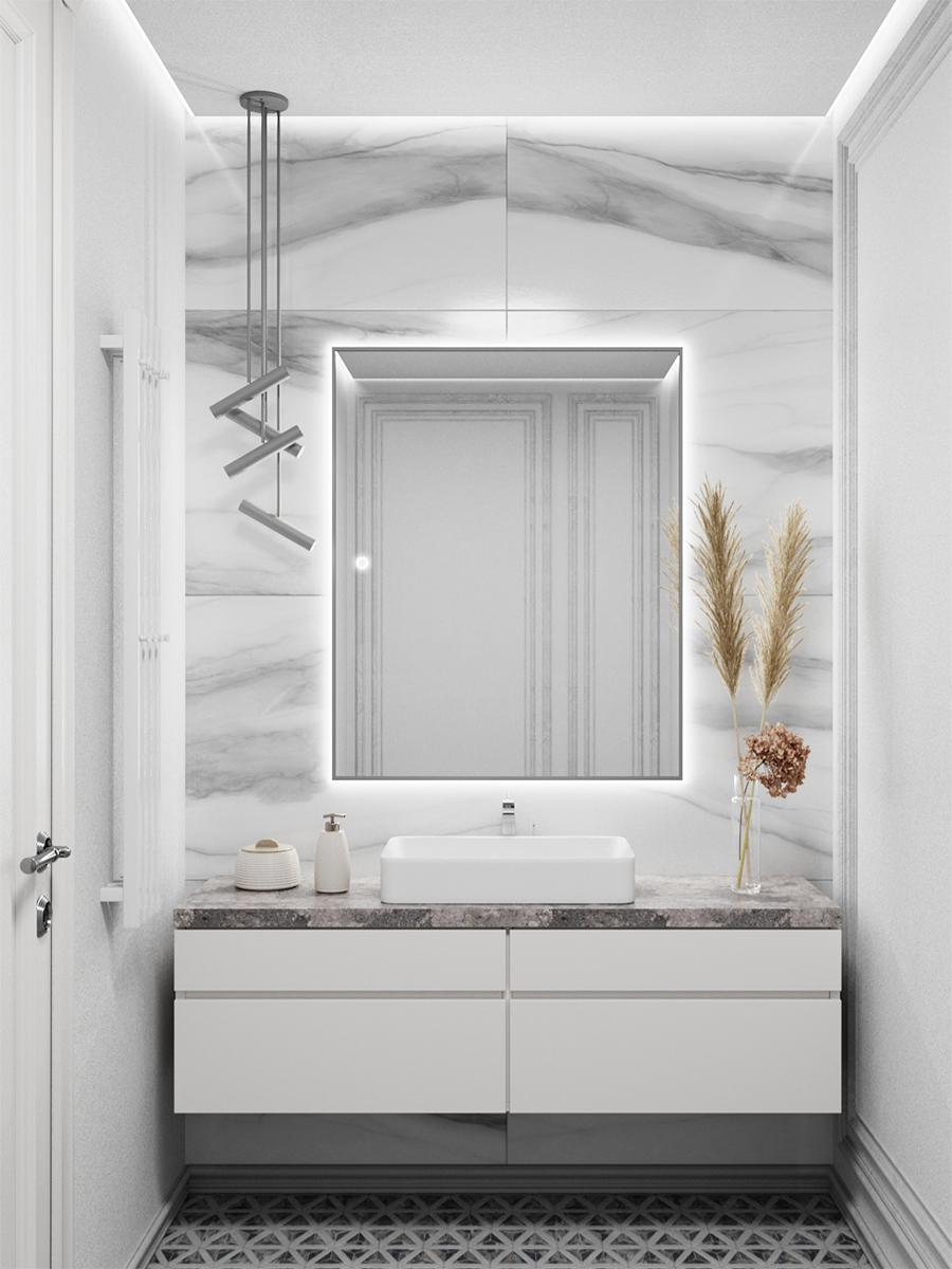 Изображение товара Зеркало с подсветкой в ванную Alumirror 100x80см сенсорное в алюминиевой раме цвет серебро