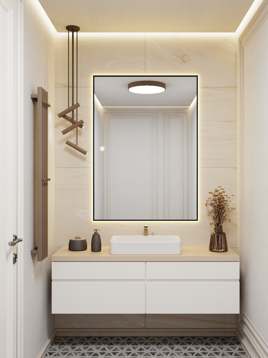 Изображение товара Зеркало с подсветкой Alumirror 120x90см сенсорное алюминий черное