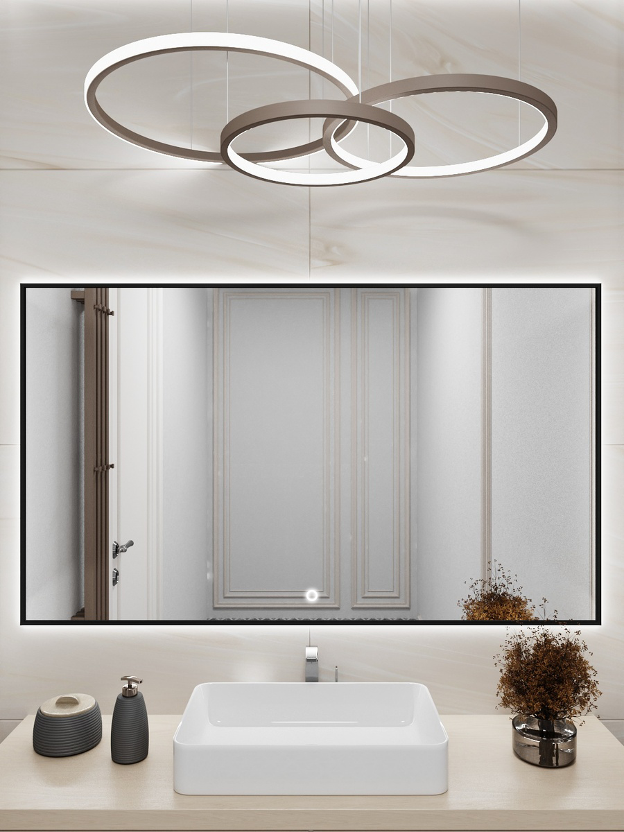 Изображение товара Зеркало с подсветкой Alumirror 150x90см сенсорное черное Россия