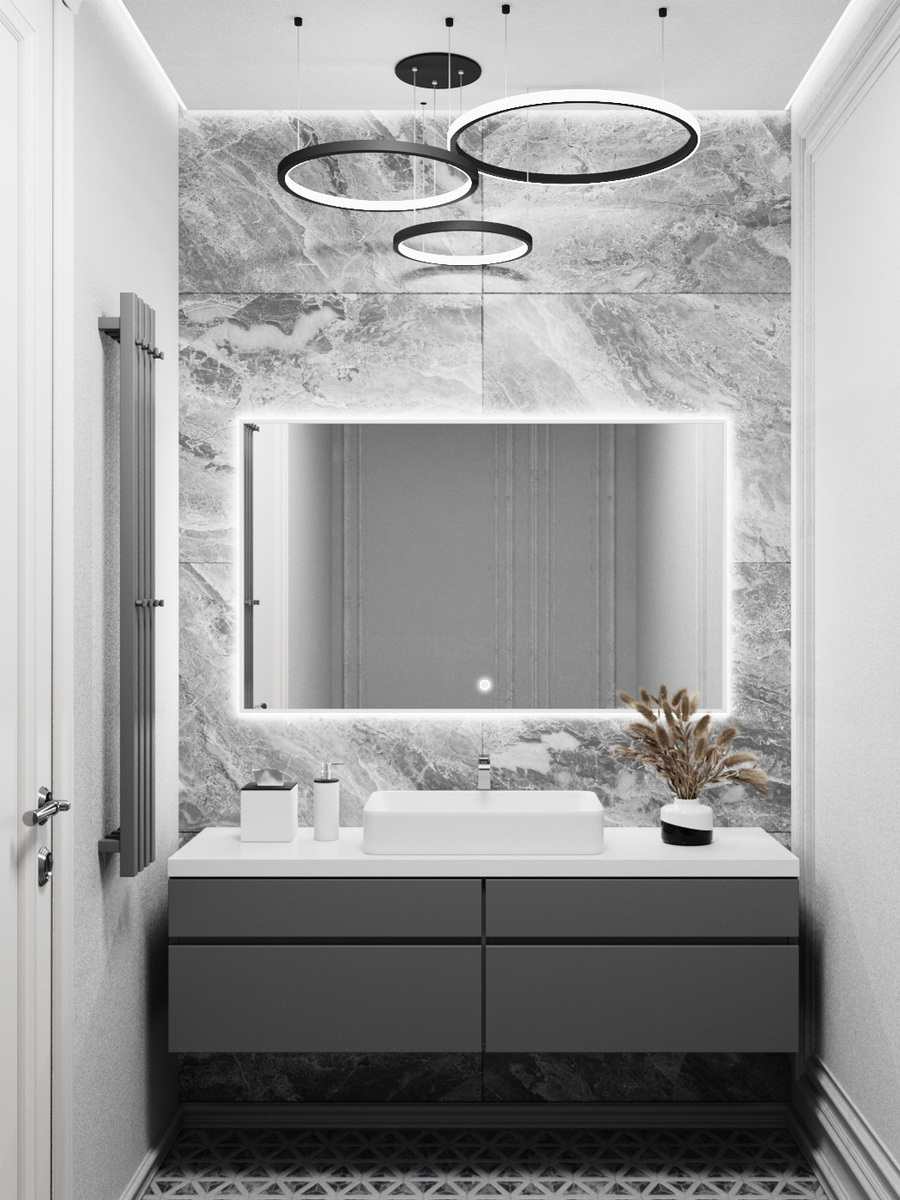 Изображение товара Зеркало с подсветкой в ванную Alumirror 130x80см сенсорное цвет белое