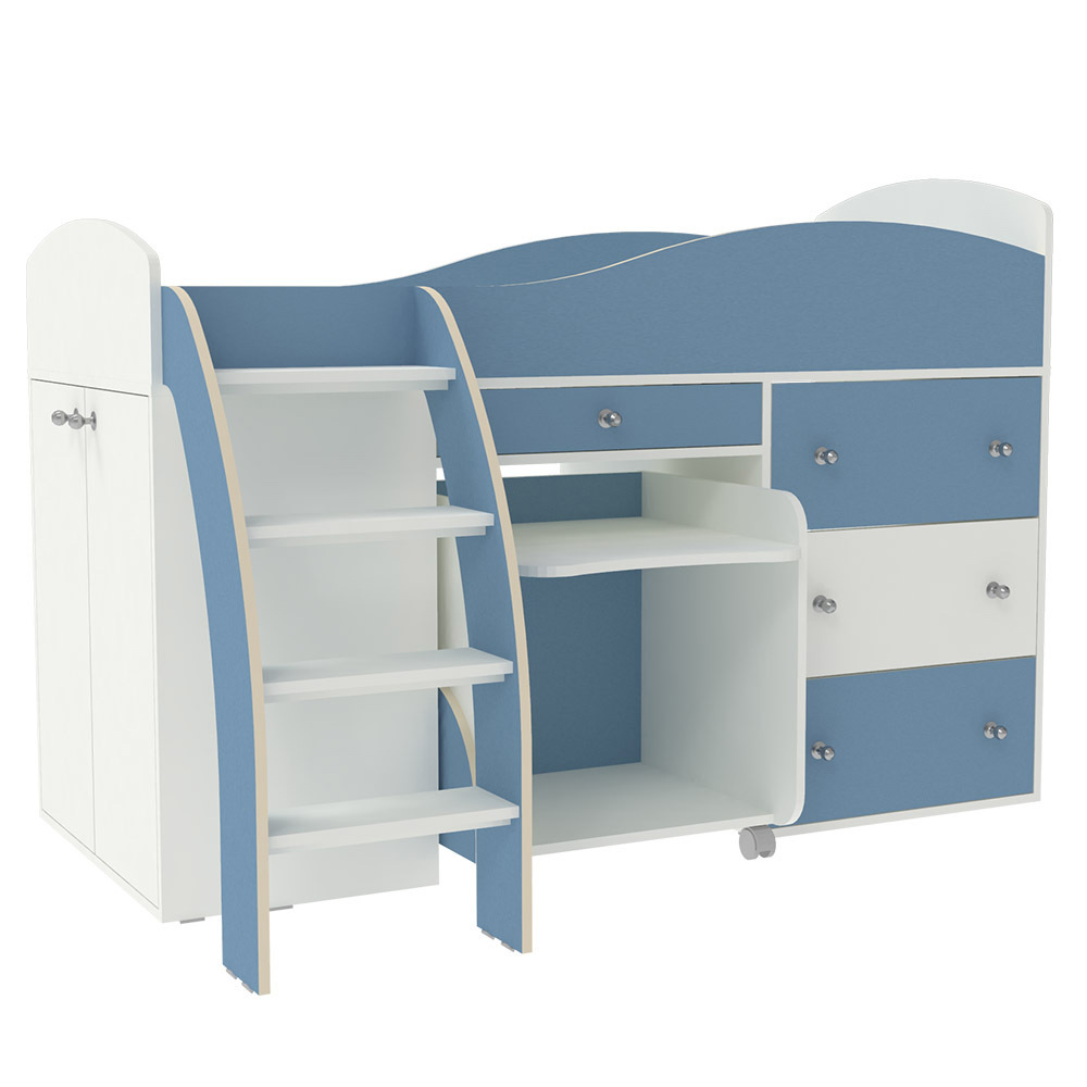 Изображение товара Кровать чердак детская Кариви Малыш 2 с лестницей и столом 164x110 см