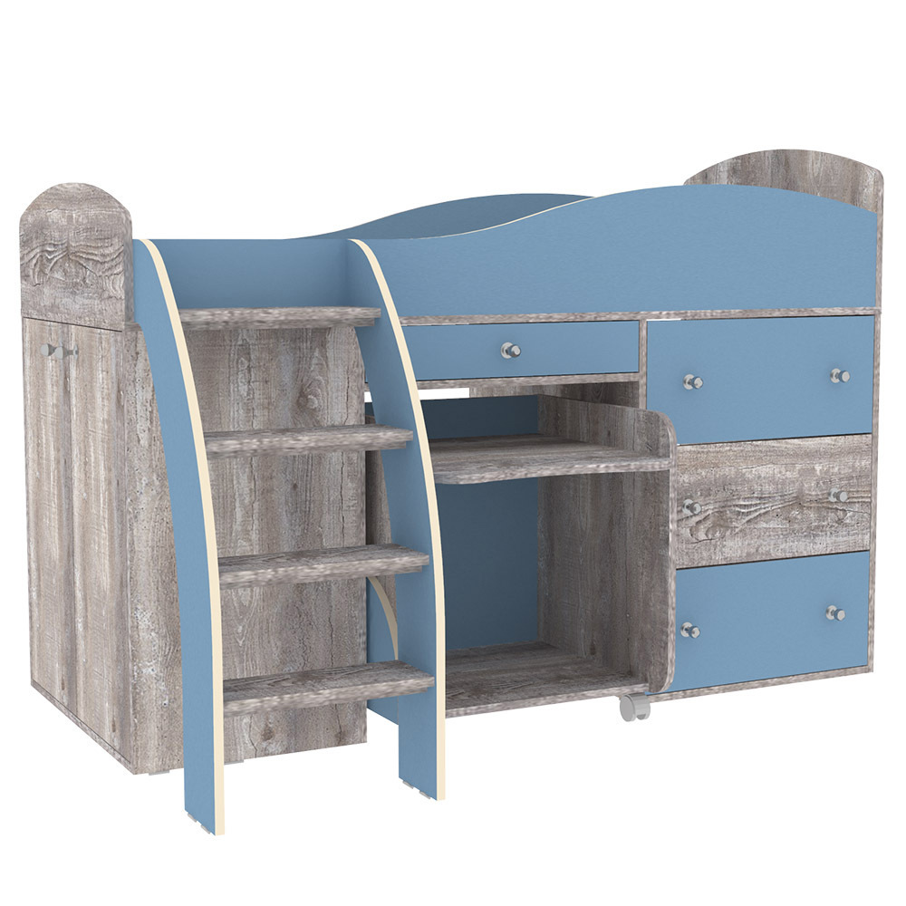 Изображение товара Детская кровать Кариви Малыш 2 чердак с лестницей и столиком 70х160 см