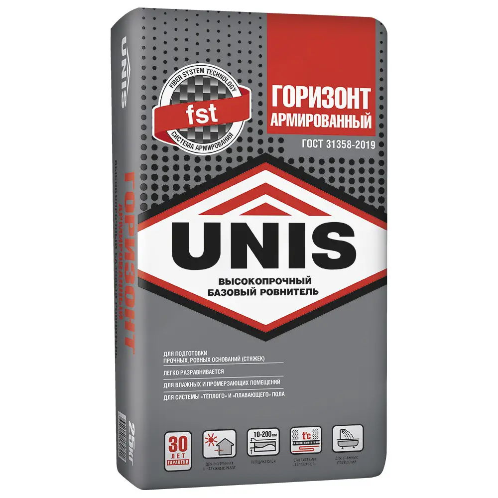 Стяжка пола Unis Горизонт Армированный 25 кг