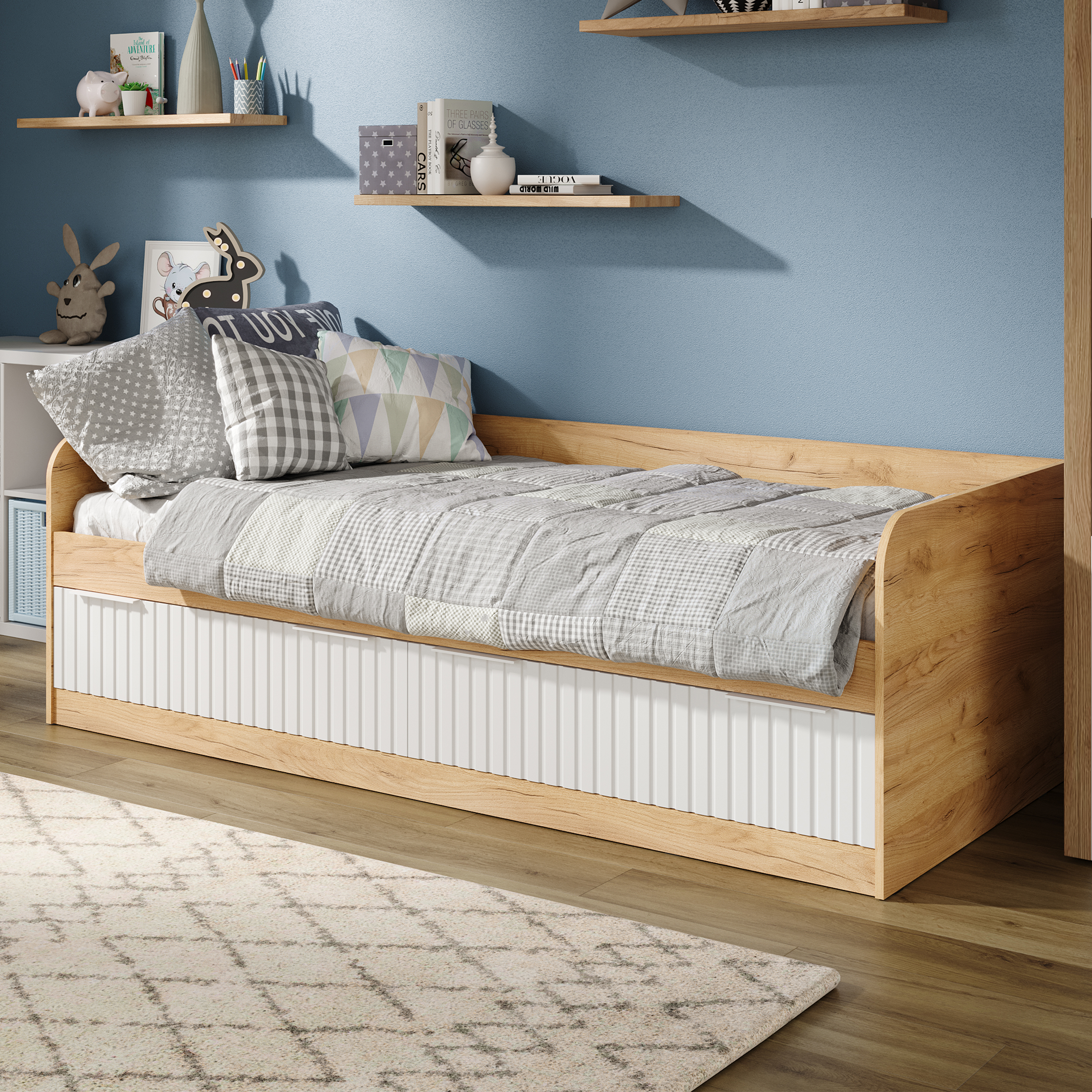 Изображение товара Кровать Трия Хилтон 204x65x94 см ЛДСП современная для детей и подростков