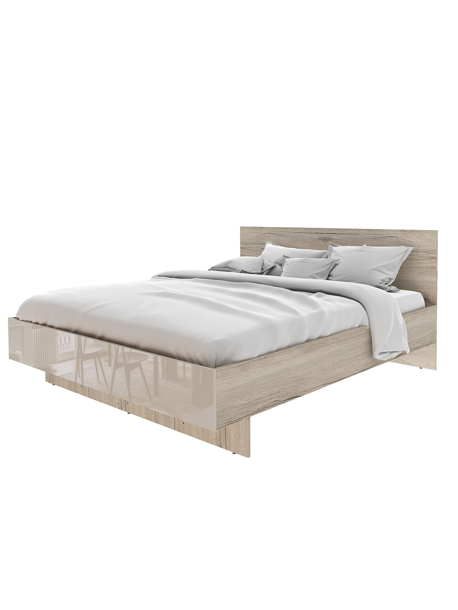 Изображение товара Кровать Beneli ЛАЦИЯ 160х200 см из ЛДСП цвет дуб санремо/крем бежевый