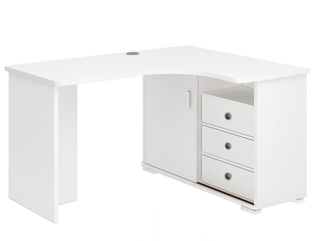 Изображение товара Стол Мэрдэс СР-145С БЕ-ПРАВ белый угловой из ЛДСП с тумбой и ящиком