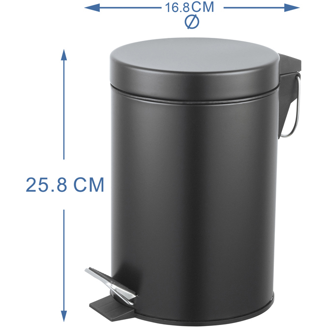 Изображение товара Контейнер для мусора для ванной KONSENSA Терни объем 3 литра черный металл