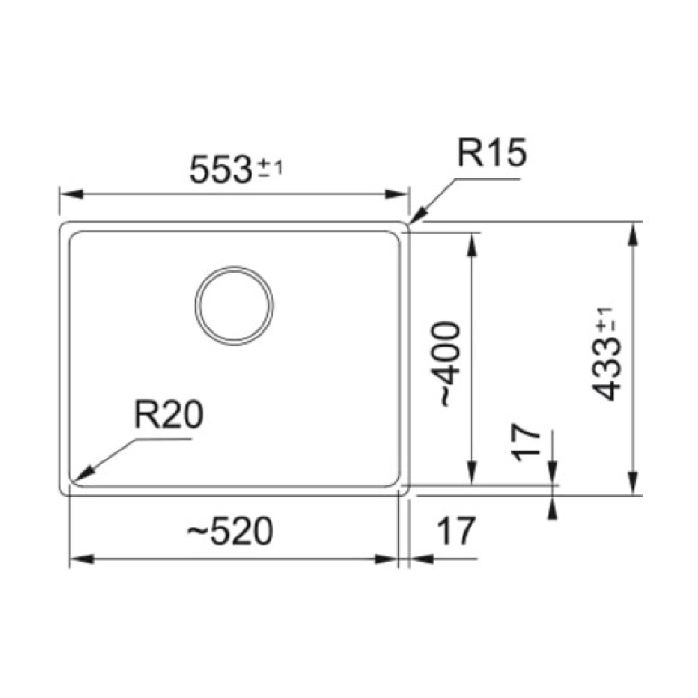 Изображение товара Мойка кухонная Franke UBG 611-62 из гранита серого цвета 44.3x55.3 см глубина 22 см