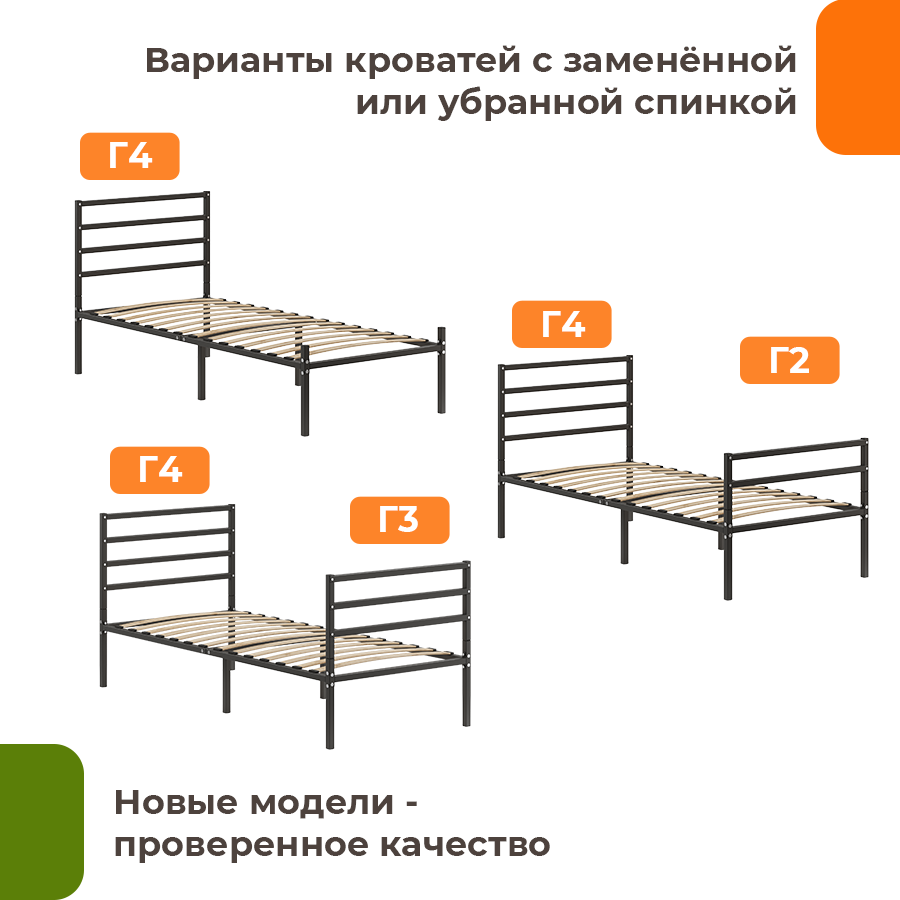 Изображение товара Кровать Домаклево разборная металлическая 80x190 см черная стиль Лофт
