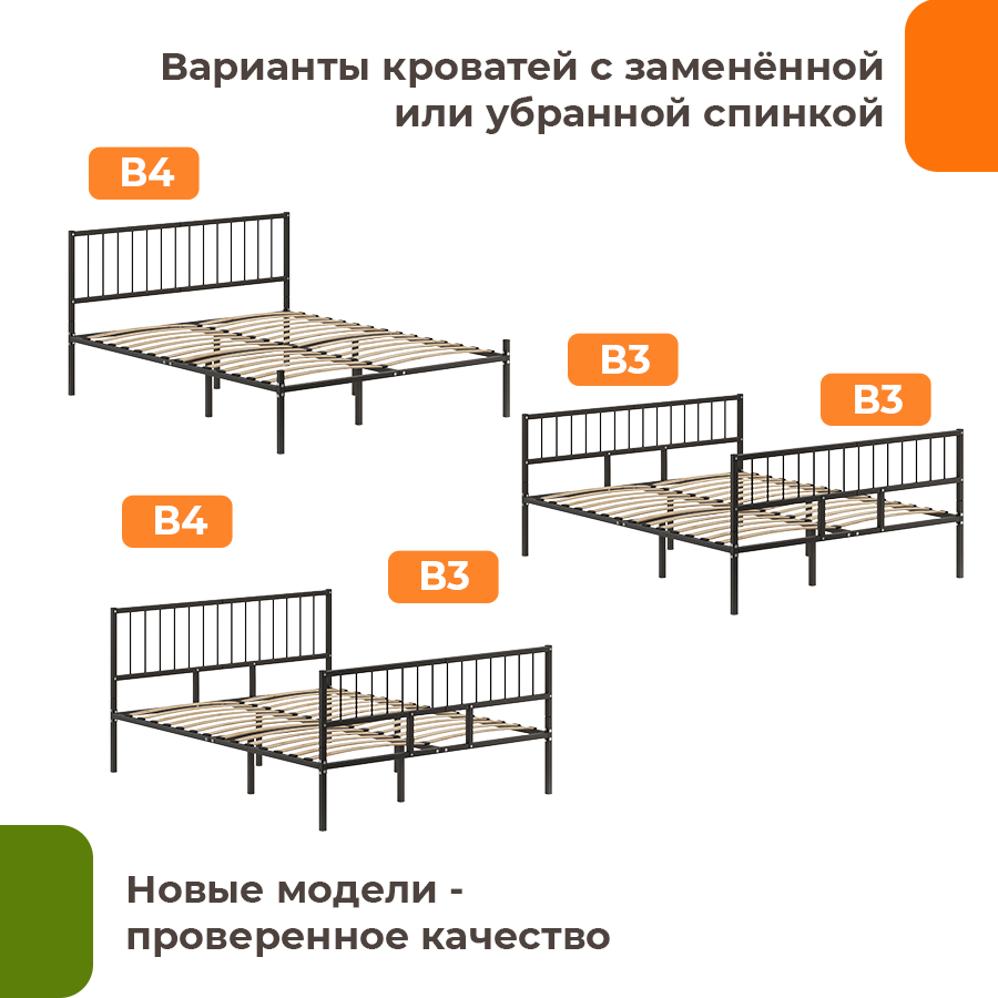 Изображение товара Кровать Домаклево мtlk-bz-sp3v-sp4v-120-190-ч черного цвета