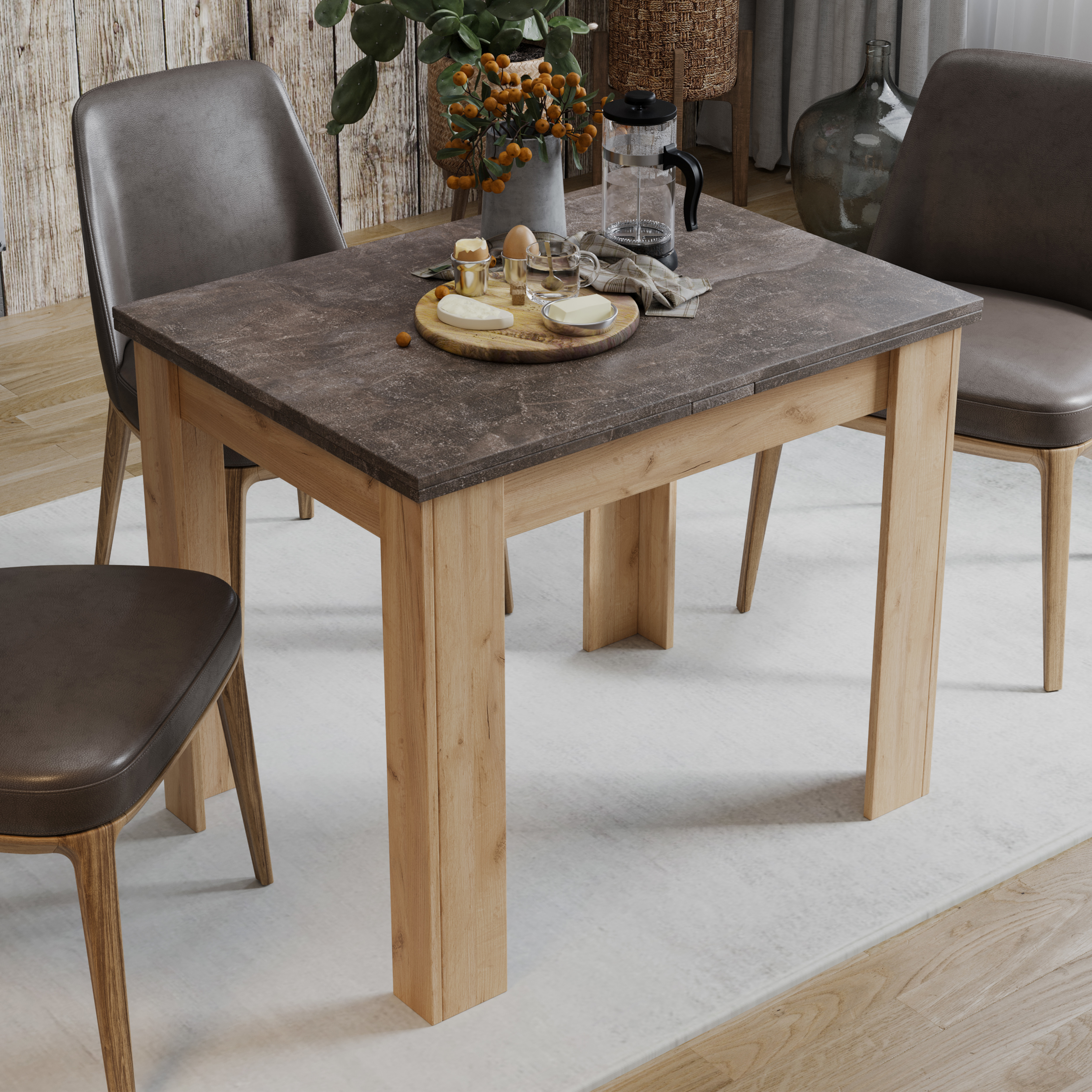 Изображение товара Кухонный стол прямоугольный Трия Промо 90x67 см дуб крафт золотой/ателье темное