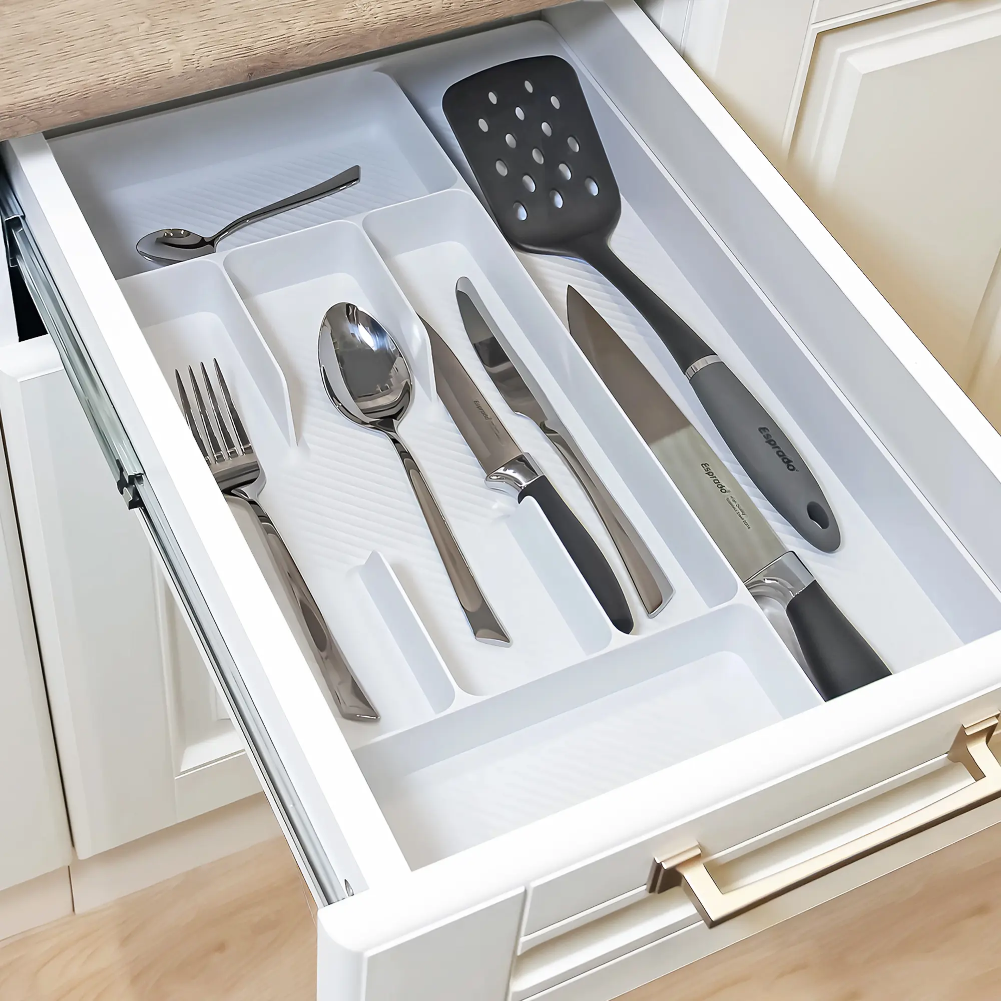 Лоток для столовых приборов 6 отсеков Esprado Comfort 49x5x30 см полипропилен цвет белый - 4