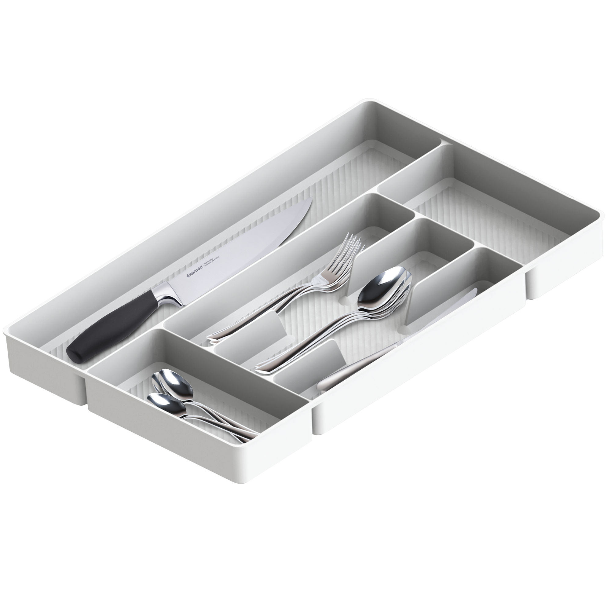 Лоток для столовых приборов 6 отсеков Esprado Comfort 49x5x30 см полипропилен цвет белый - 3