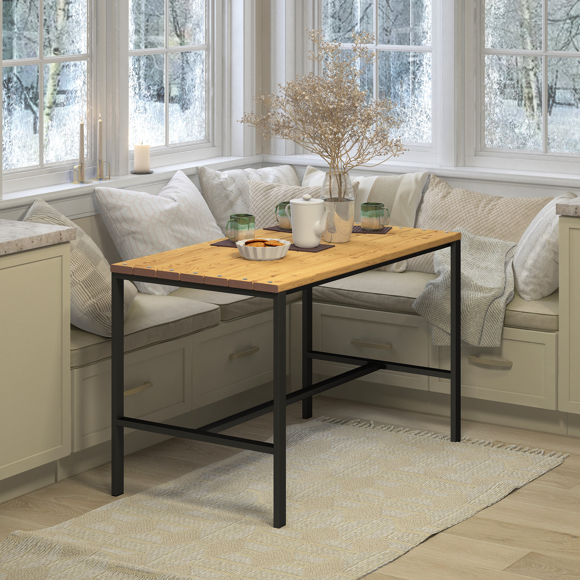 Изображение товара Садовый стол Grostat Home Lacio loft 120x65 см желтый металлическая конструкция