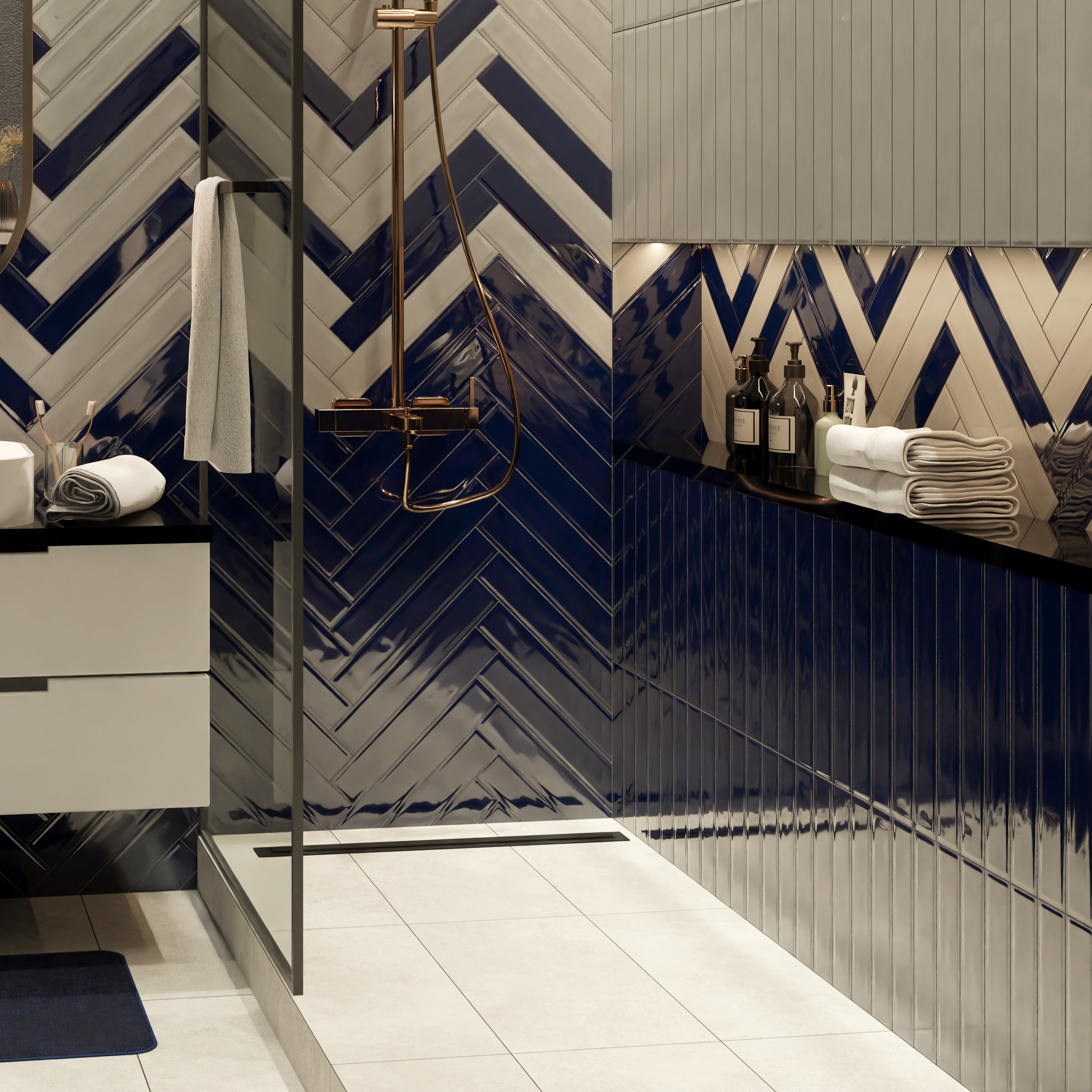 Изображение товара Плитка настенная Керамин Модена 2 40x6.4 см глянцевая синий для стен