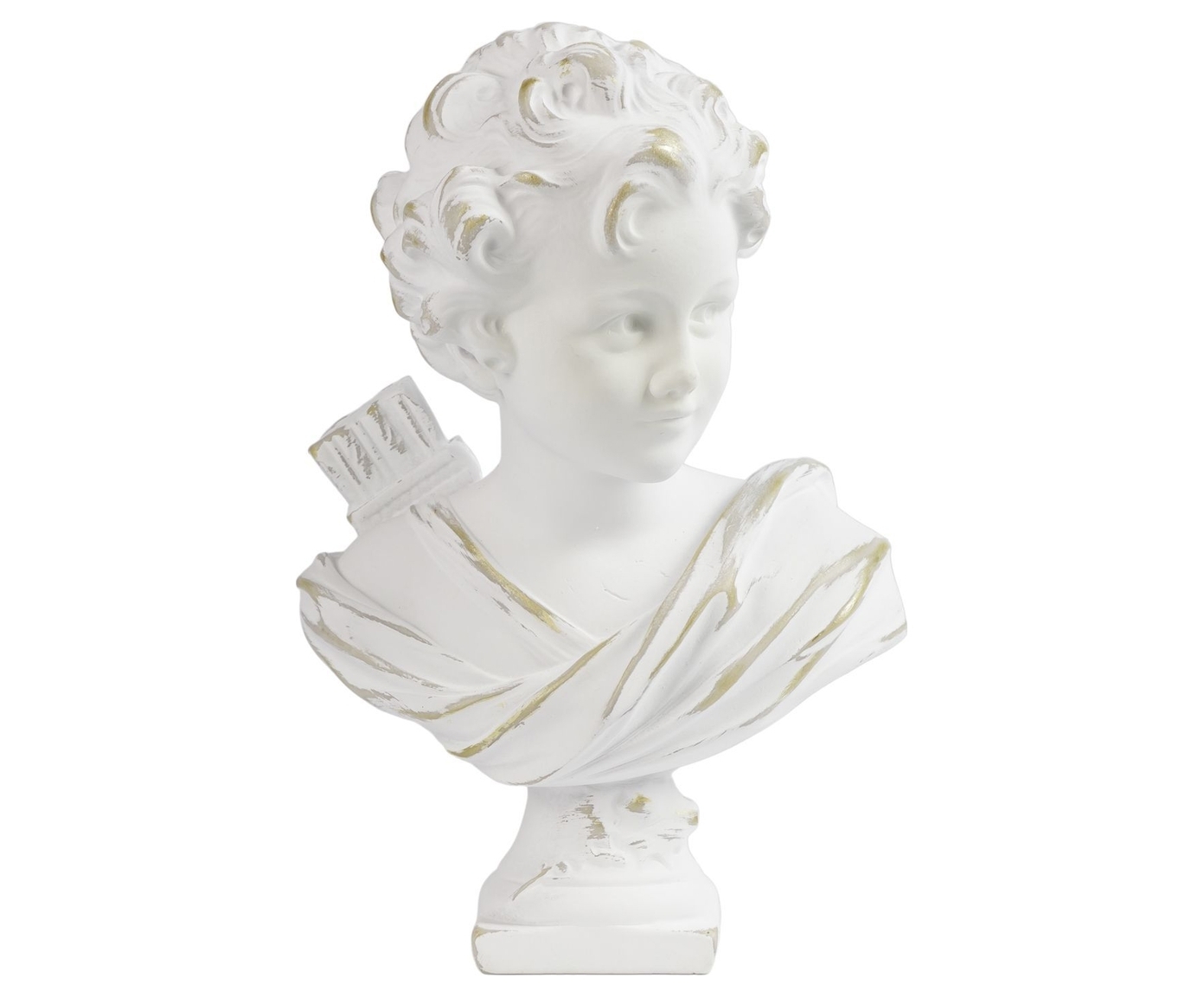 Изображение товара Бюст Купидона ГЛАСАР 28-558 — декоративный белый полистоун 24×13 см