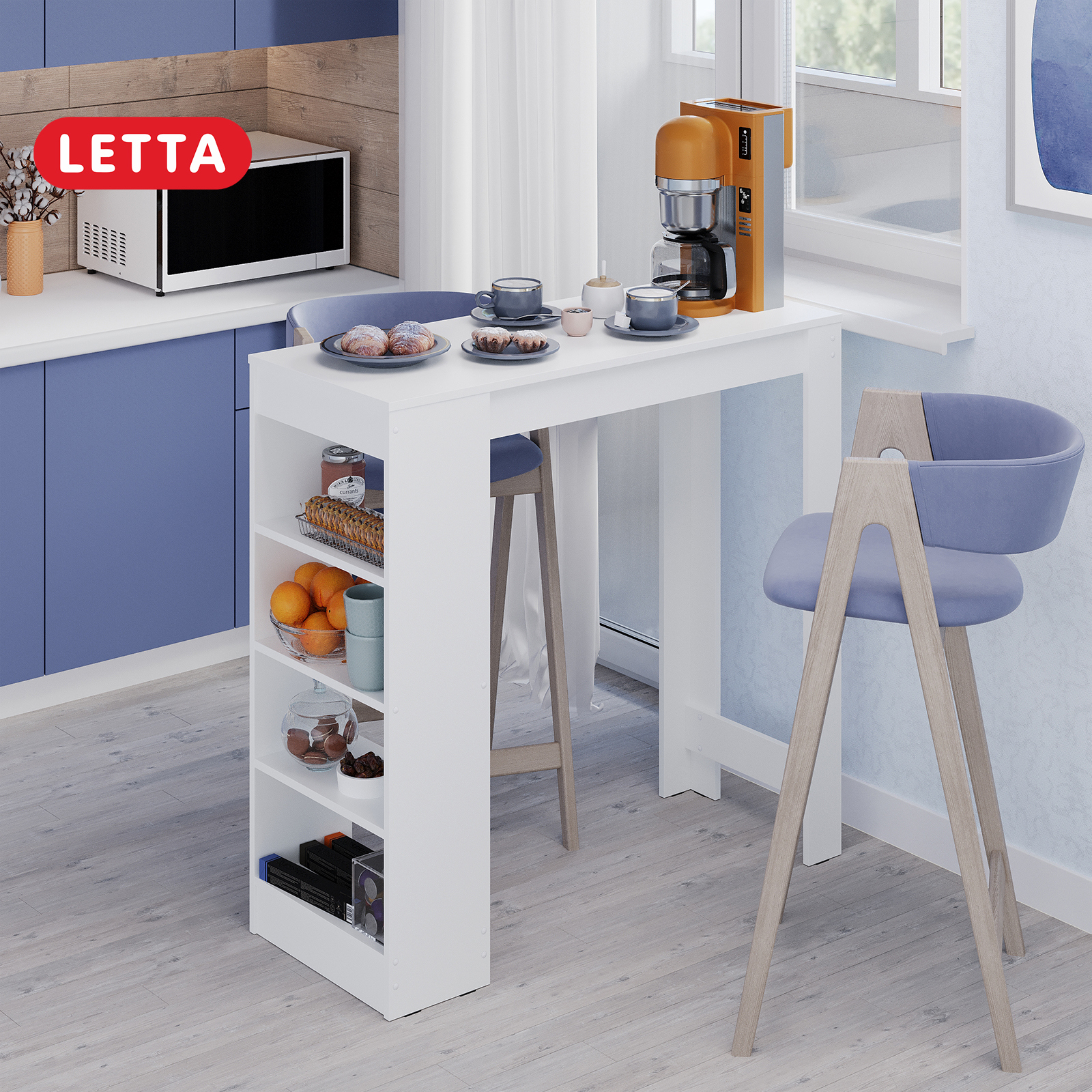 Изображение товара Барная стойка прямоугольный Letta 44x44 см лдсп цвет белый