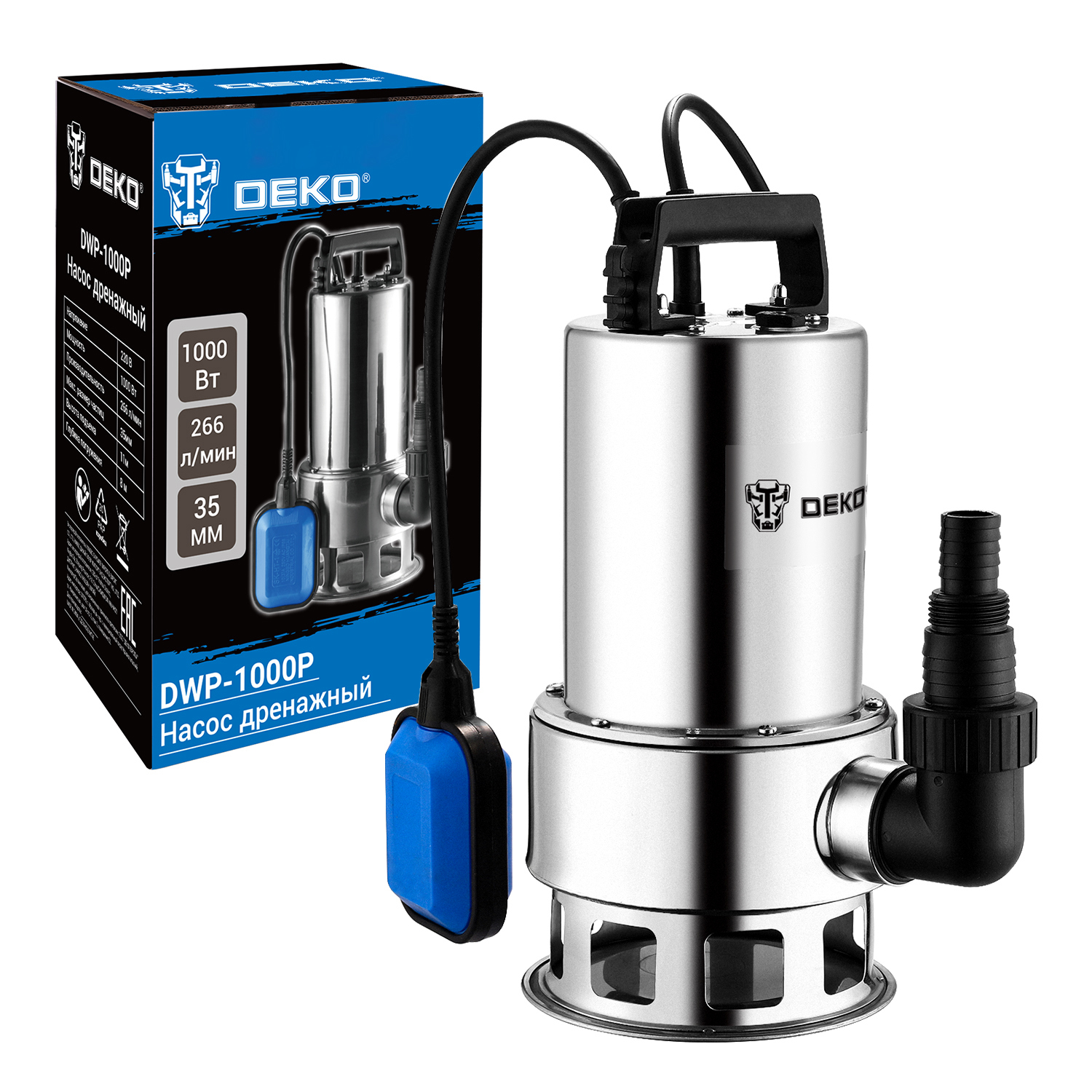 Изображение товара Погружной дренажный насос Deko 1000 16000 без измельчителя