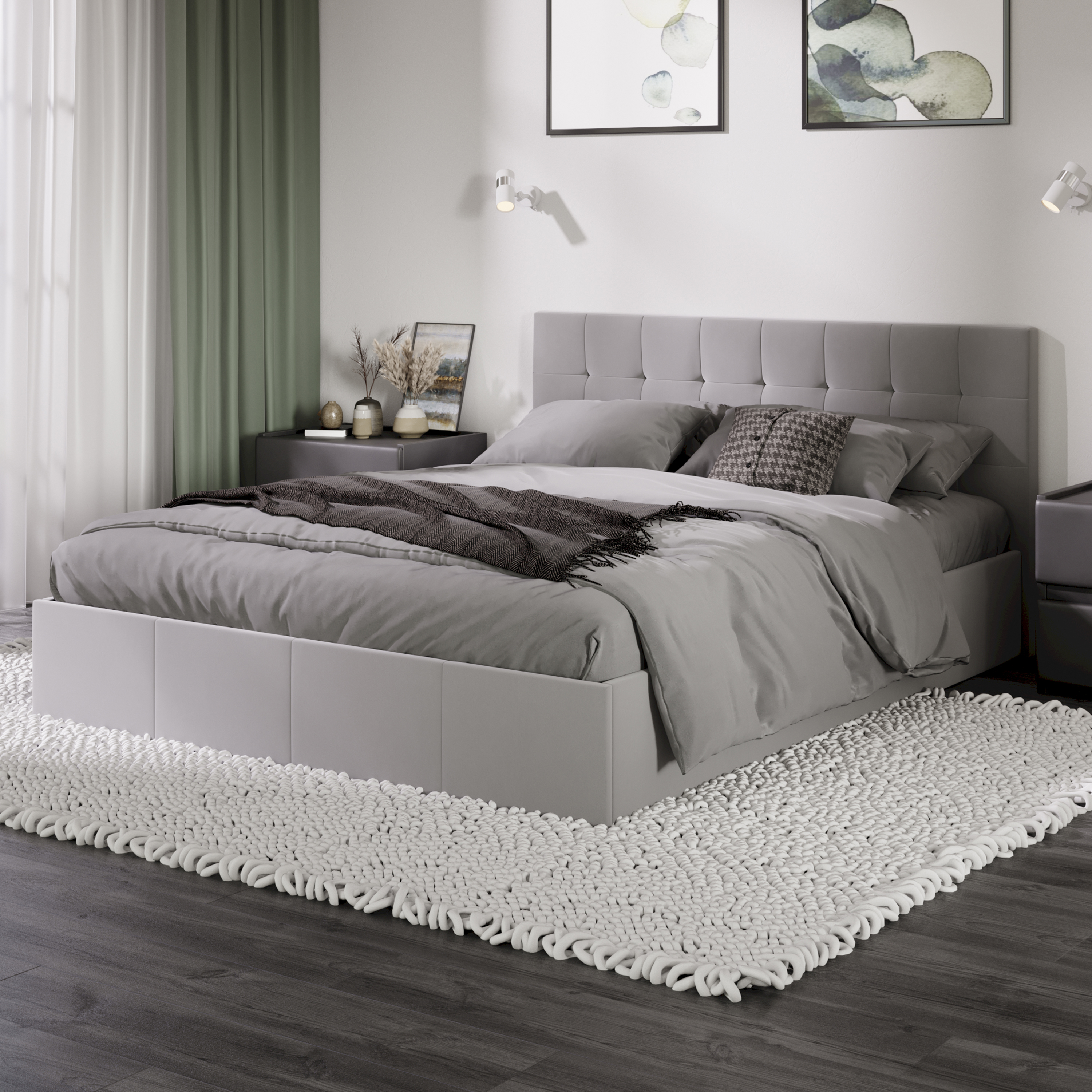 Изображение товара Кровать Трия Эмма 166 x 89 x 214 см ЛДСП цвет велюр confetti silver Изображение товара Кровать Трия Эмма 166 x 89 x 214 см ЛДСП цвет велюр confetti silver