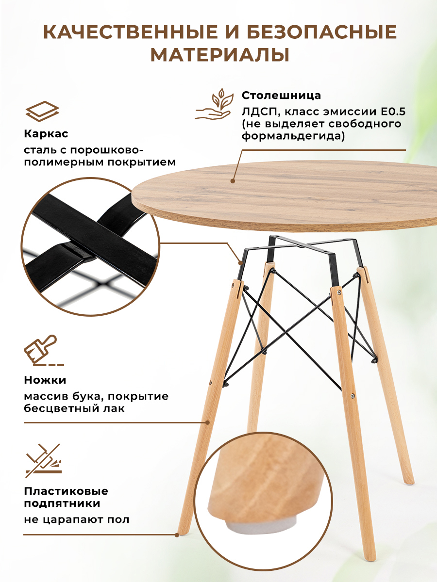 Изображение товара Мебель для кухни круглый Gemlux 80x80 см ЛДСП цвет коричневый Изображение товара Мебель для кухни круглый Gemlux 80x80 см ЛДСП цвет коричневый