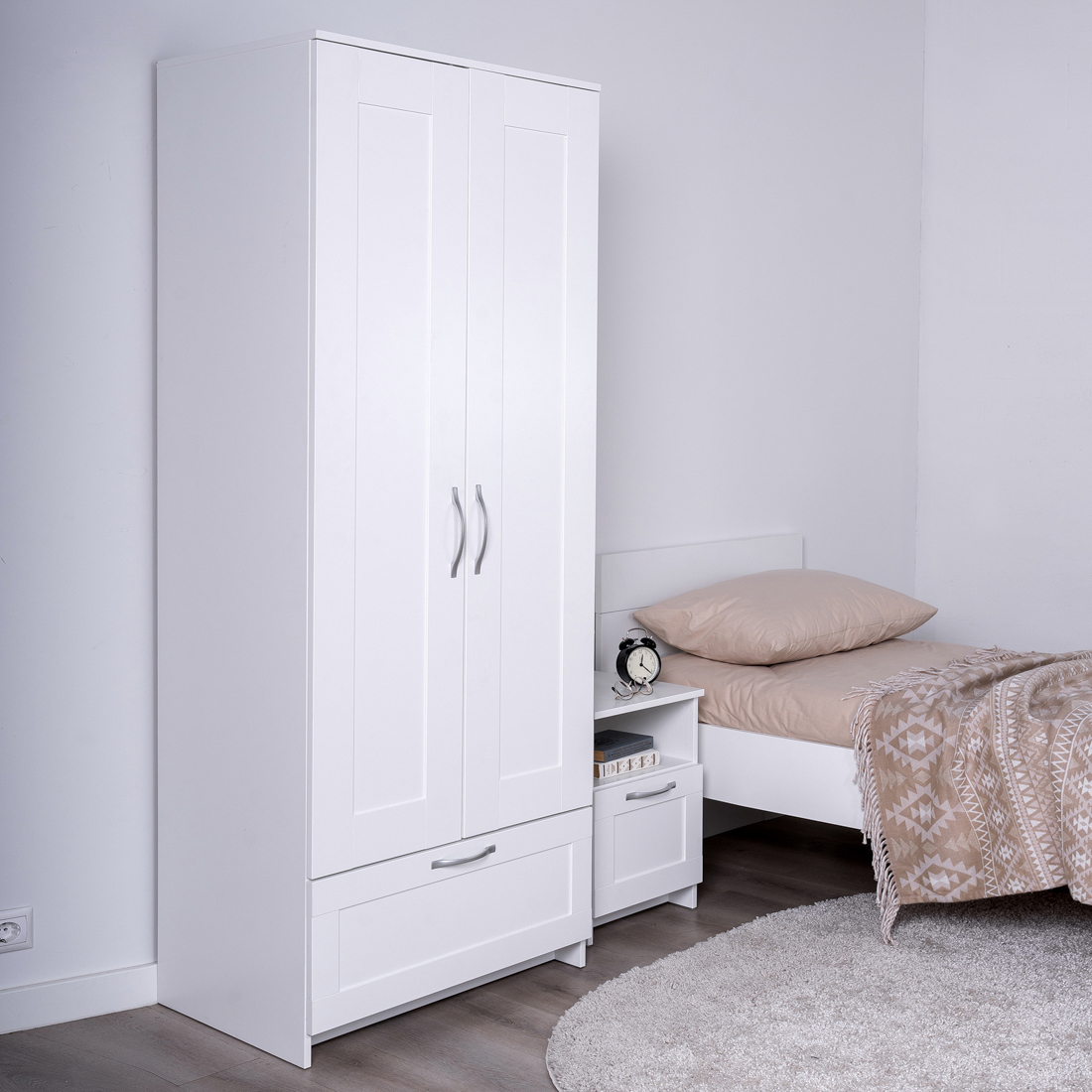 Изображение товара Шкаф для одежды распашной 2 двери 1 ящик Гуд Лакк Сириус С-2022.3 78x190x50 см ЛДСП цвет белый