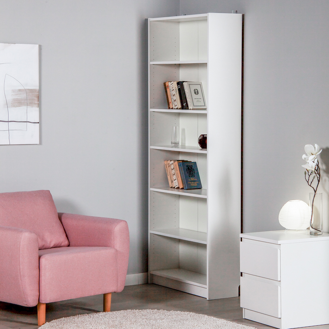 Изображение товара Стеллаж книжный Гуд Лакк Варма 78.4x198x28 см Лак цвет белый