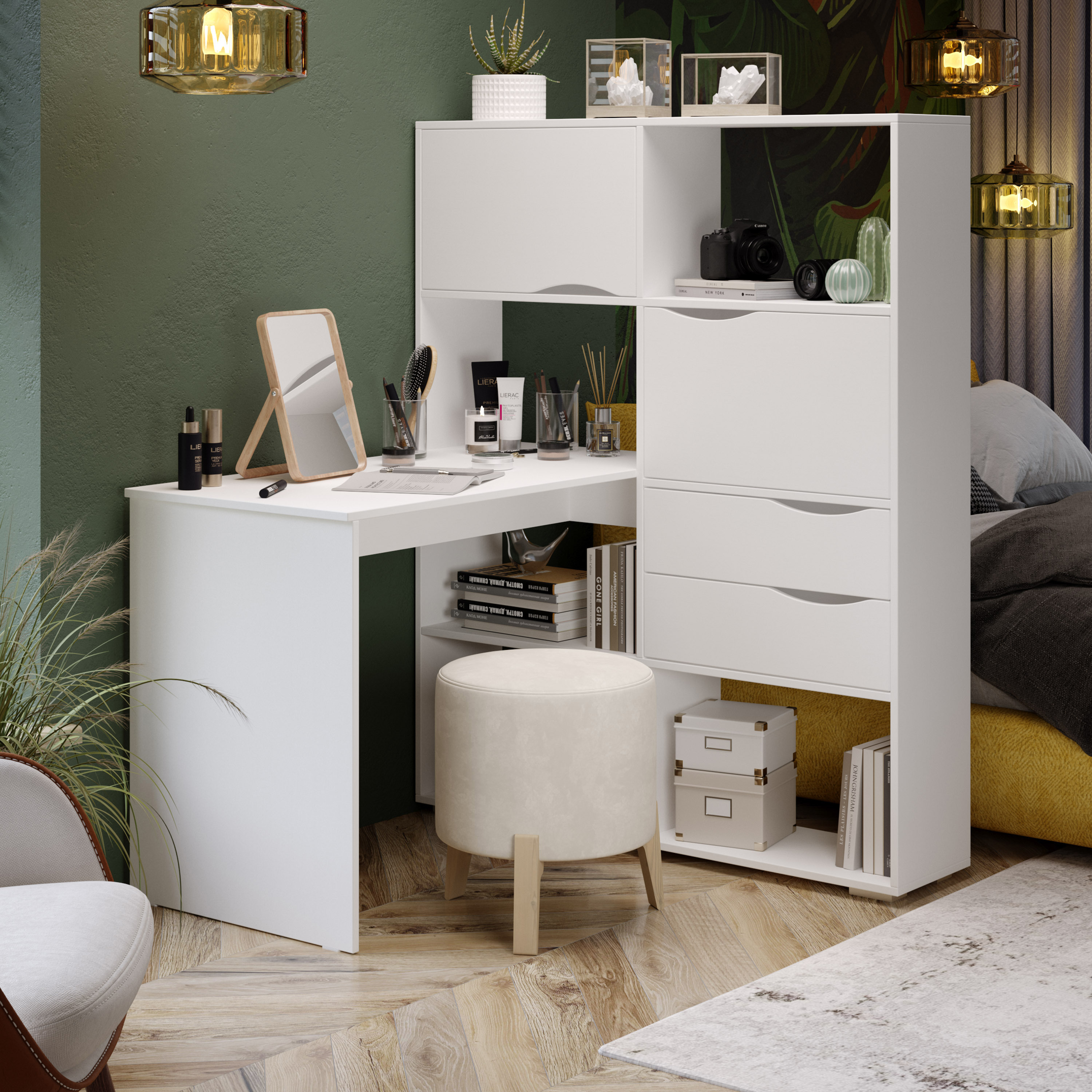 Изображение товара Письменный стол Трия тип 7 115x143x148 см из ЛДСП белый ясень