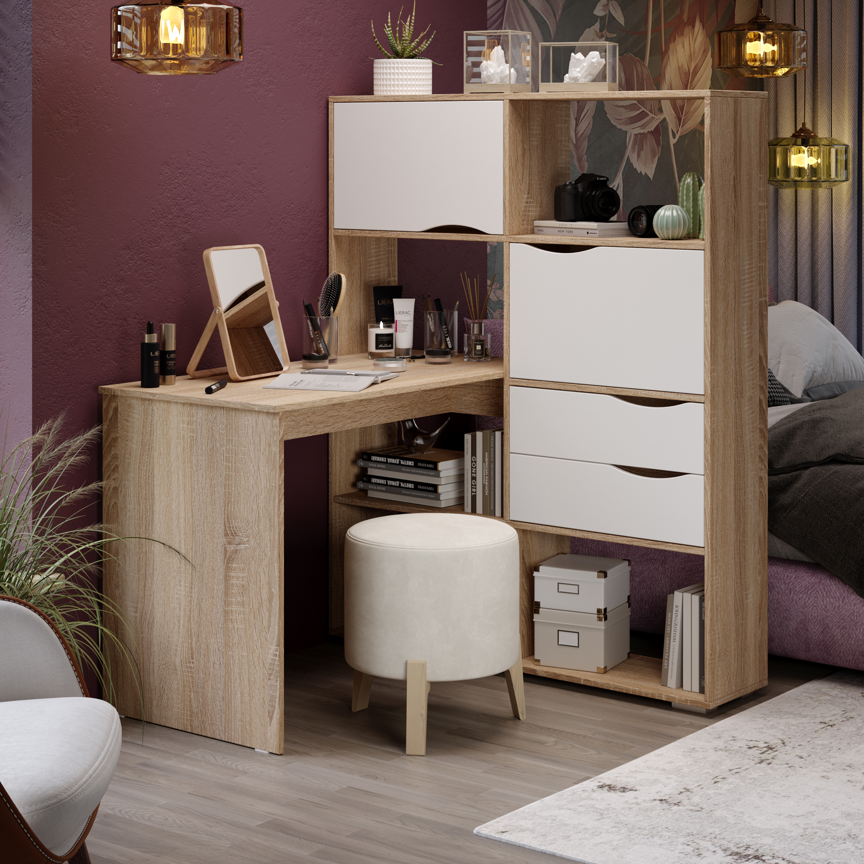 Изображение товара Стол письменный ТриЯ 114.8x110x143.2 см ЛДСП, цвет дуб сонома 196728